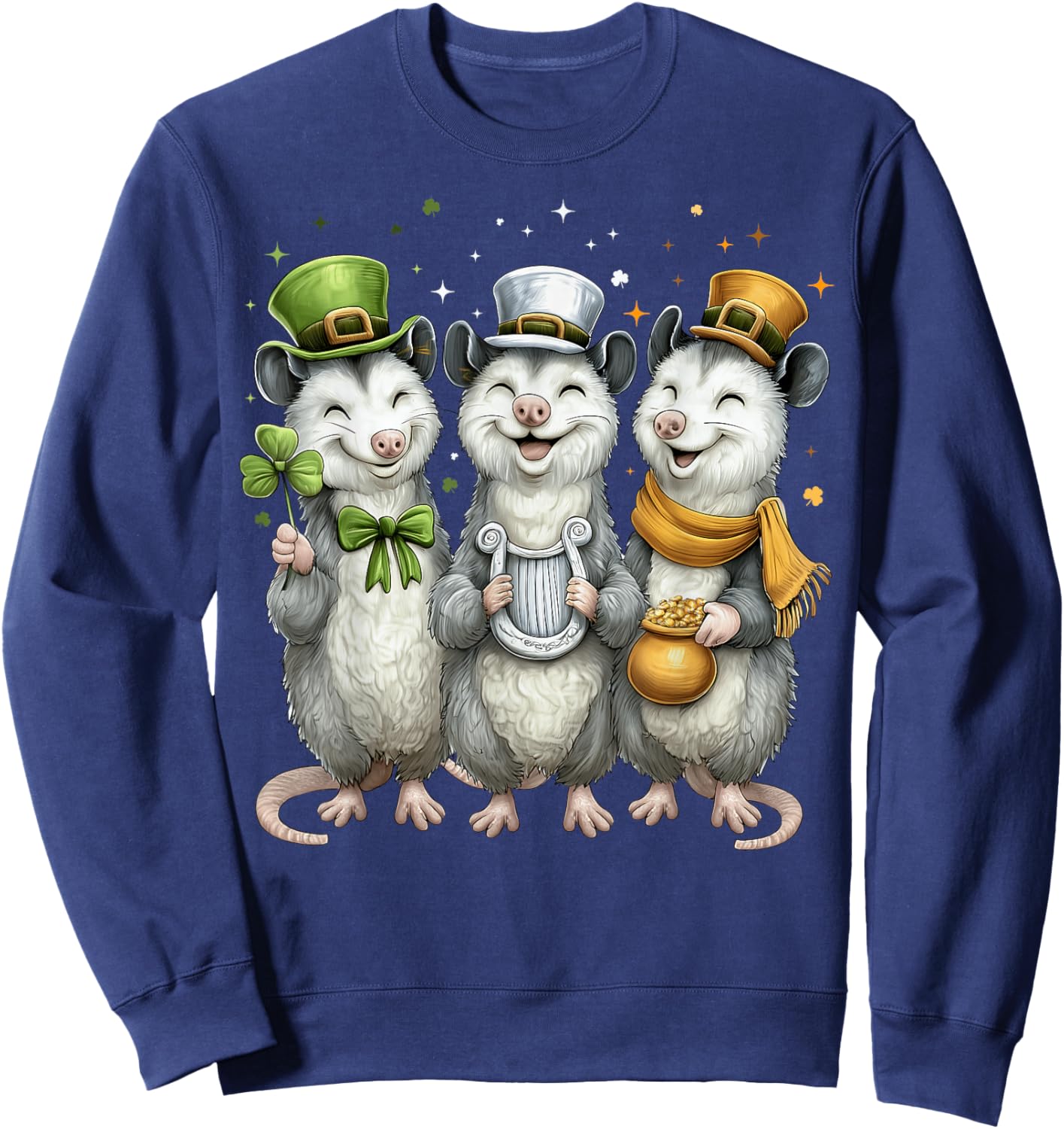 Opossum Possum Leprechaun Shamrock St. Patricks Day Ireland Sweatshirt - Sweatshirt | Navy
