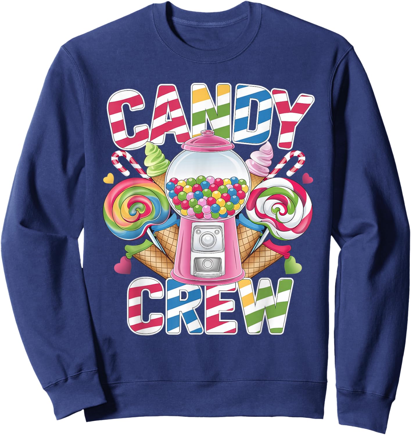 Candy Crew Adult Men Women Kids Christmas Pajamas Sweatshirt - Sweatshirt | Navy