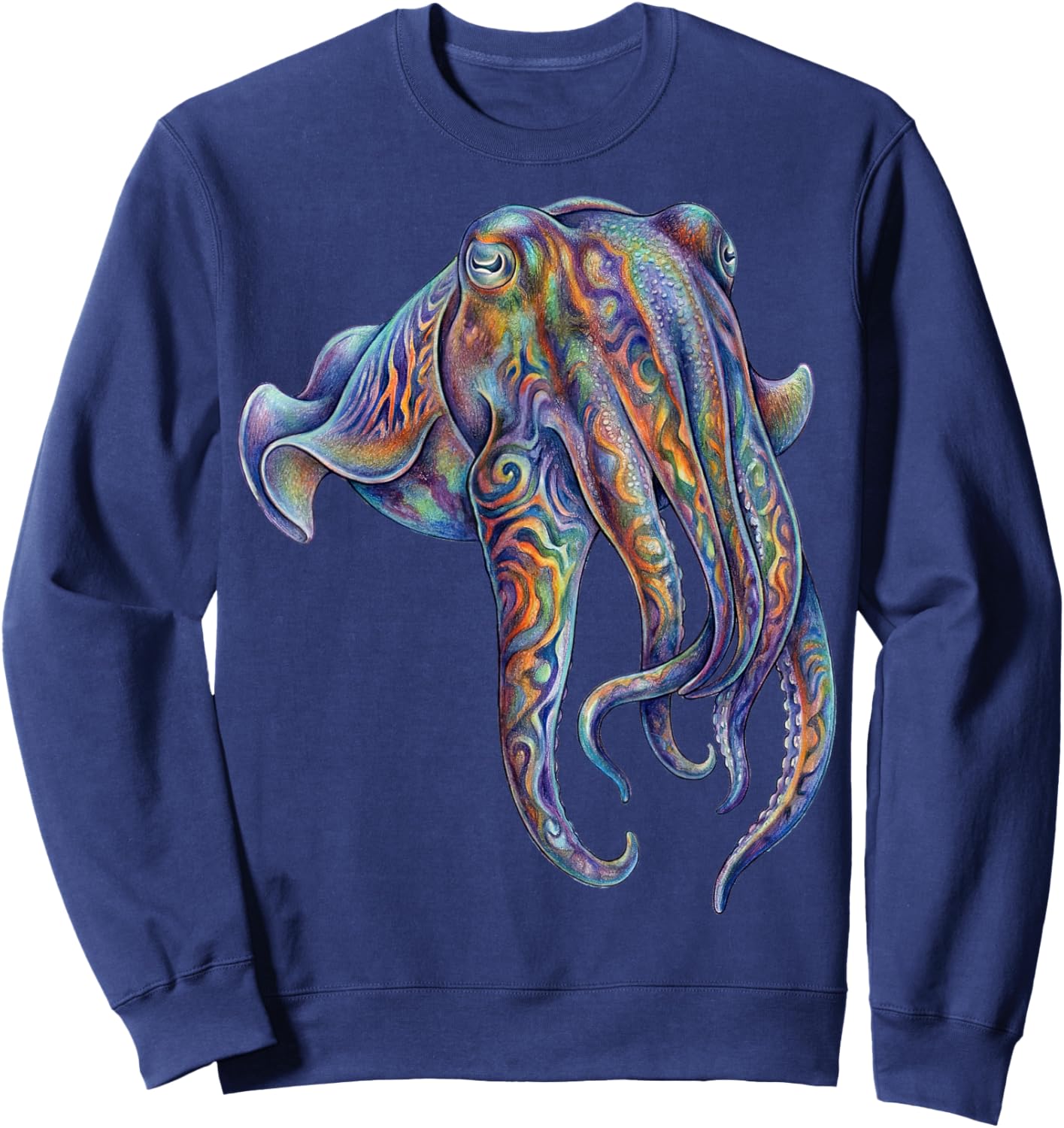 Cuttlefish Abstract Ocean Art Marine Life Colorful Sweatshirt - Sweatshirt | Navy
