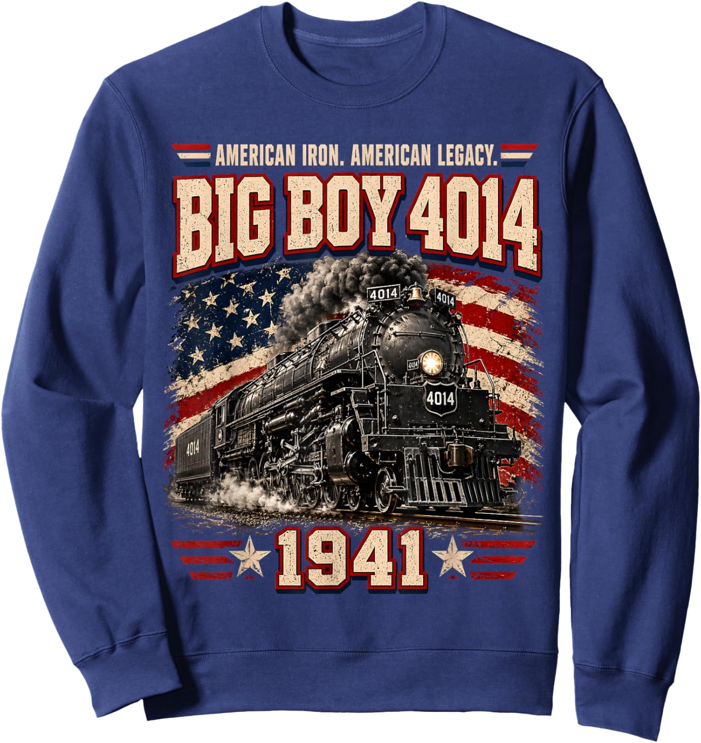 Big Boy 4014 Vintage Steam Locomotive Railroad Train Engine Sweatshirt - Sweatshirt | Navy