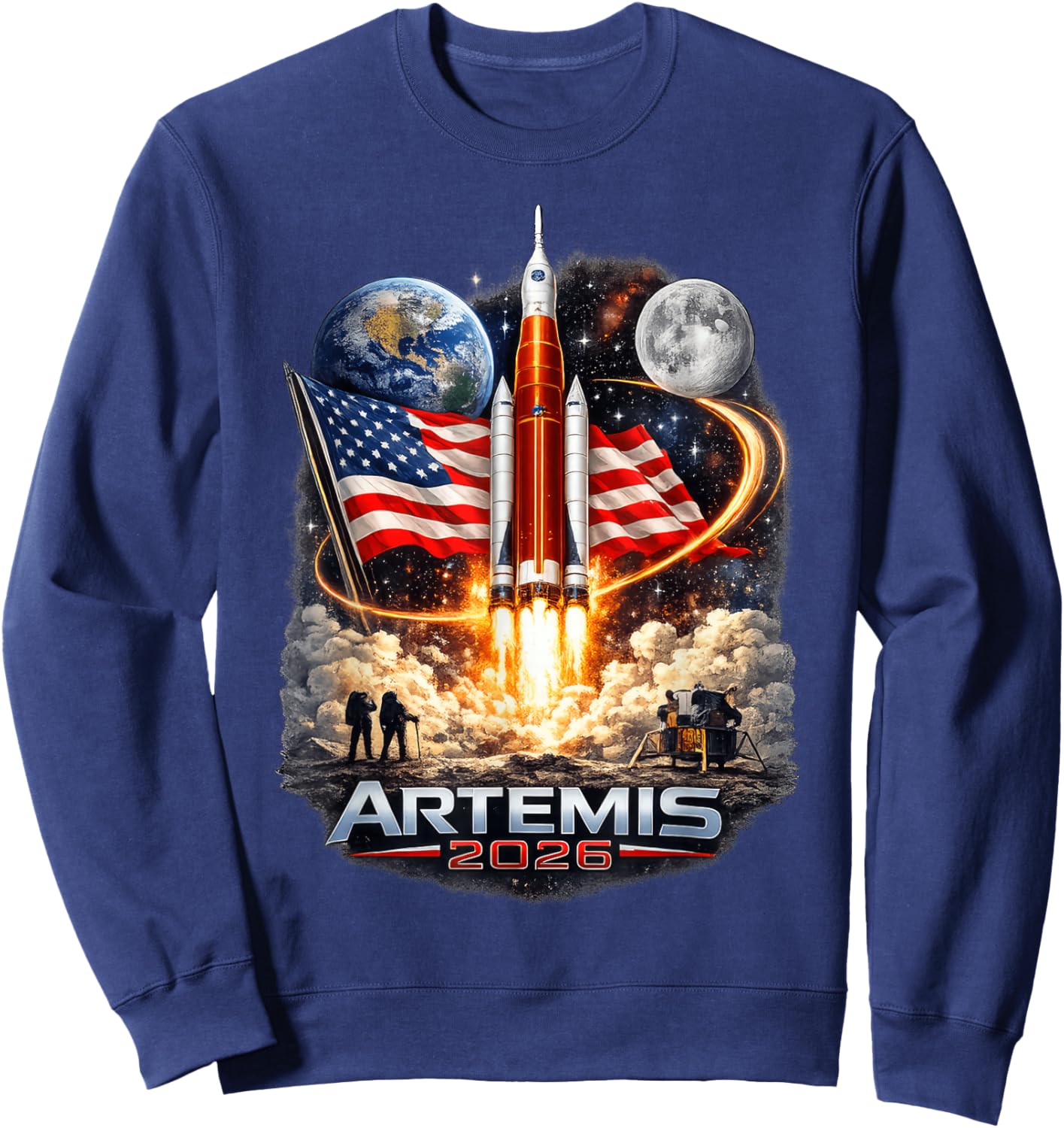Artemis II Rocket Space Launch Back to The Moon Mission 2026 Sweatshirt - Sweatshirt | Navy