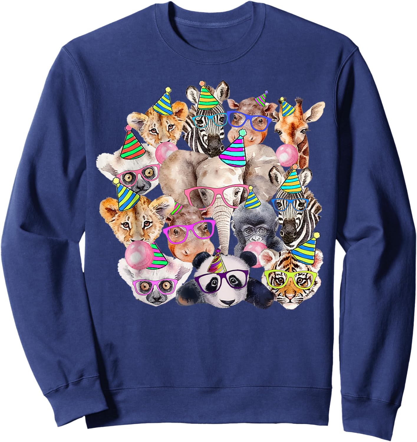 Zoo Animals Wildlife Birthday Party Zoo Day Animals Sweatshirt - Sweatshirt | Navy