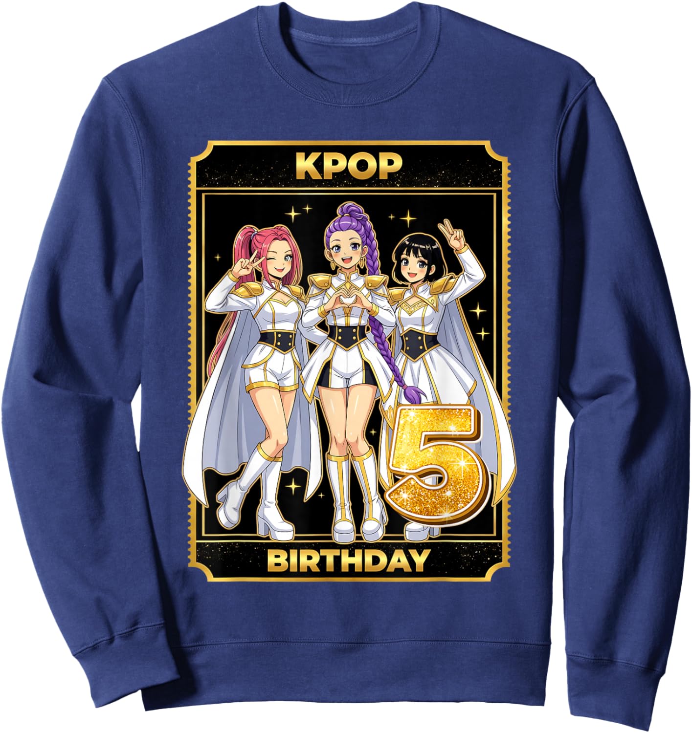 5th Birthday K-pop Star Korean Pop Music Lovers Girls Bday Sweatshirt - Sweatshirt | Navy