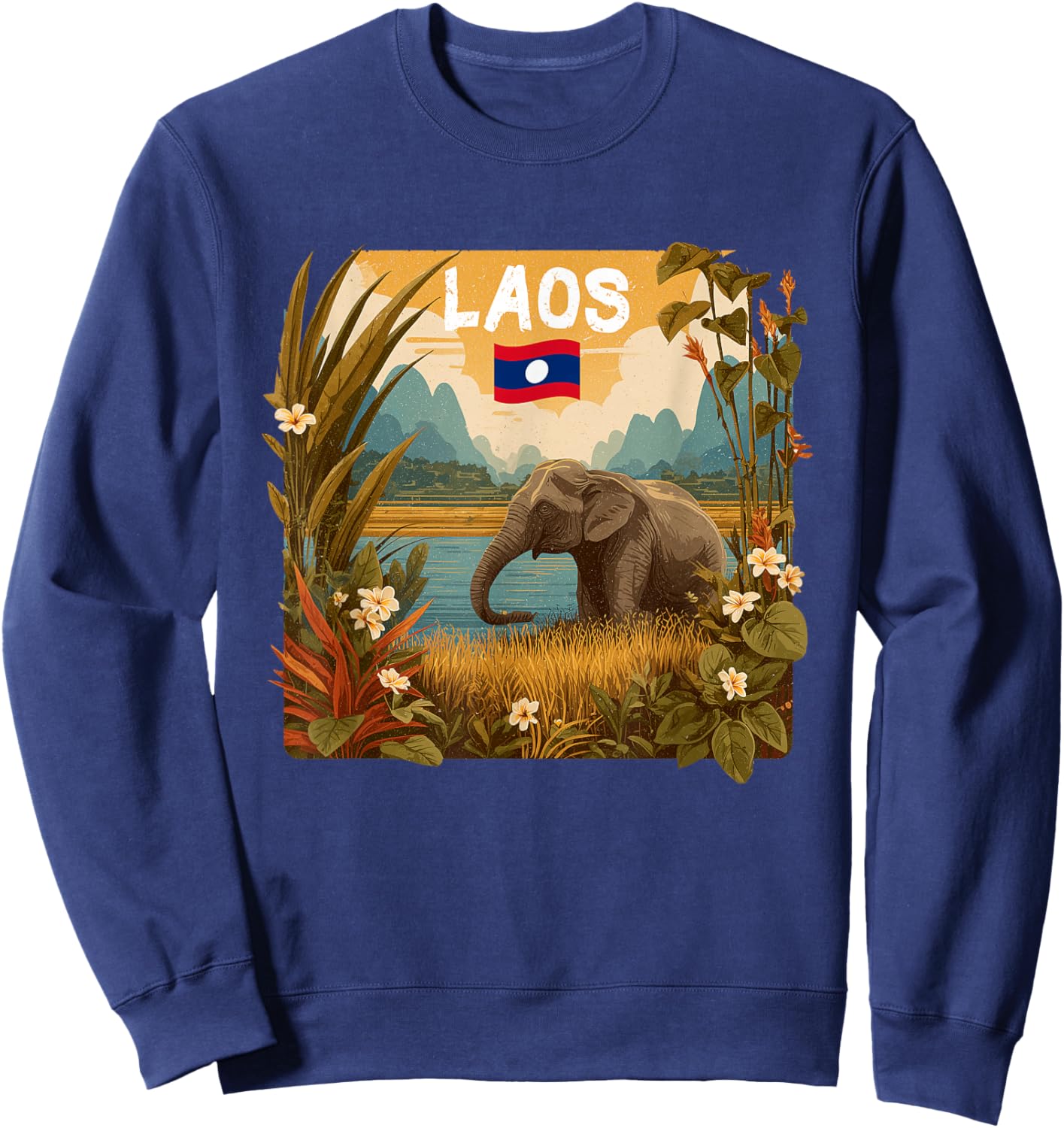 Pretty Elephant Costume with Laos Nature Costume Sweatshirt - Sweatshirt | Navy