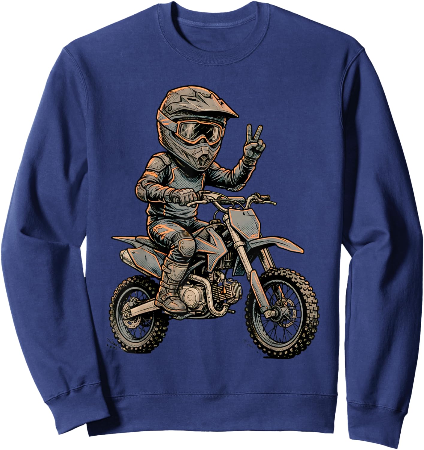 Dirt Bike Art Rider Motocross Motorcycle Dirtbike Boys Kids Sweatshirt - Sweatshirt | Navy