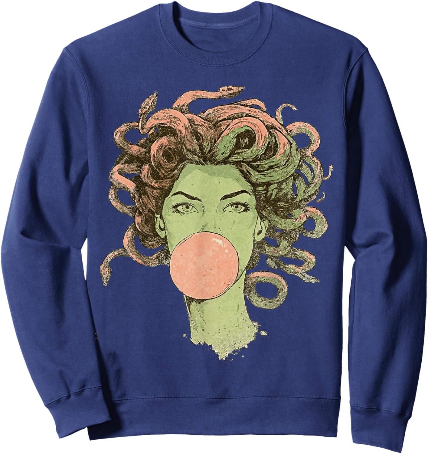 Medusa Bubblegum Mythological Snake Hair Goddess Feminist Sweatshirt - Sweatshirt | Navy