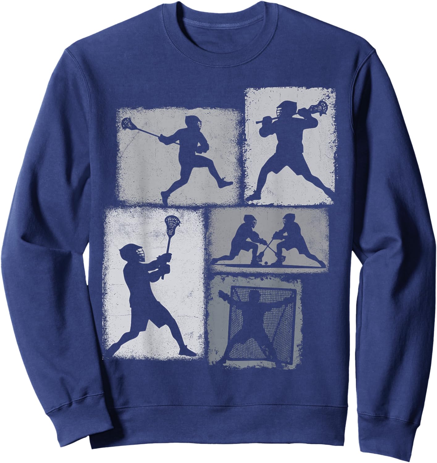 Lacrosse Player Collage Men Kids Coach Youth Boys Sweatshirt - Sweatshirt | Navy