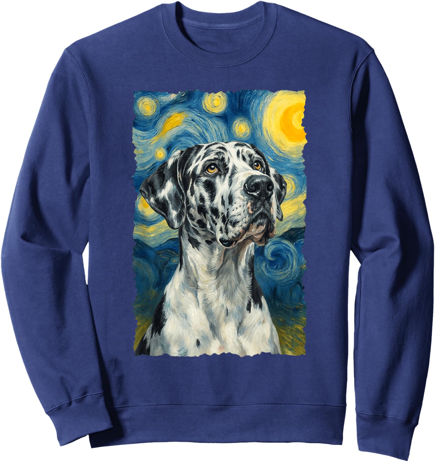 Harlequin Great Dane Van Gogh Sweatshirt - Sweatshirt | Navy