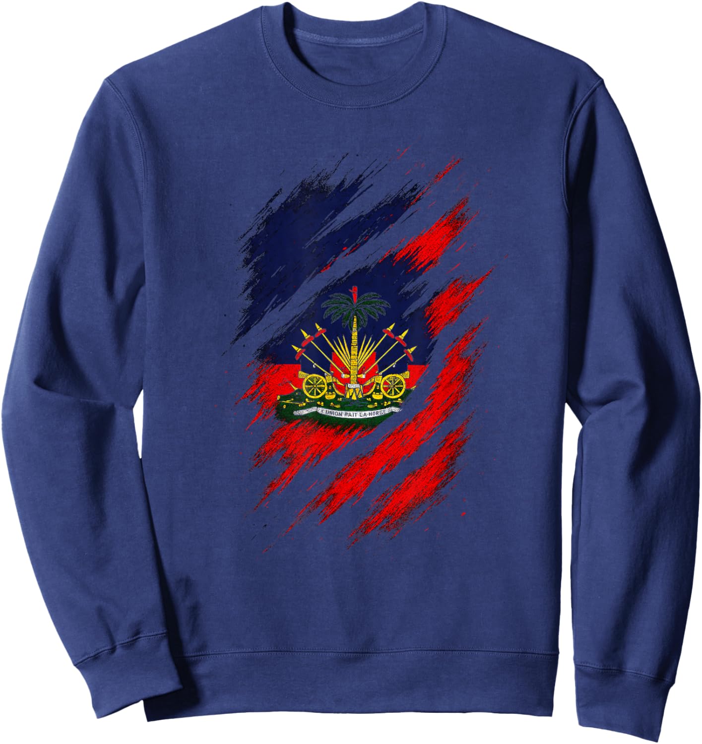 Proud Haitian Heritage - Haiti Flag Art Sweatshirt - Sweatshirt | Navy