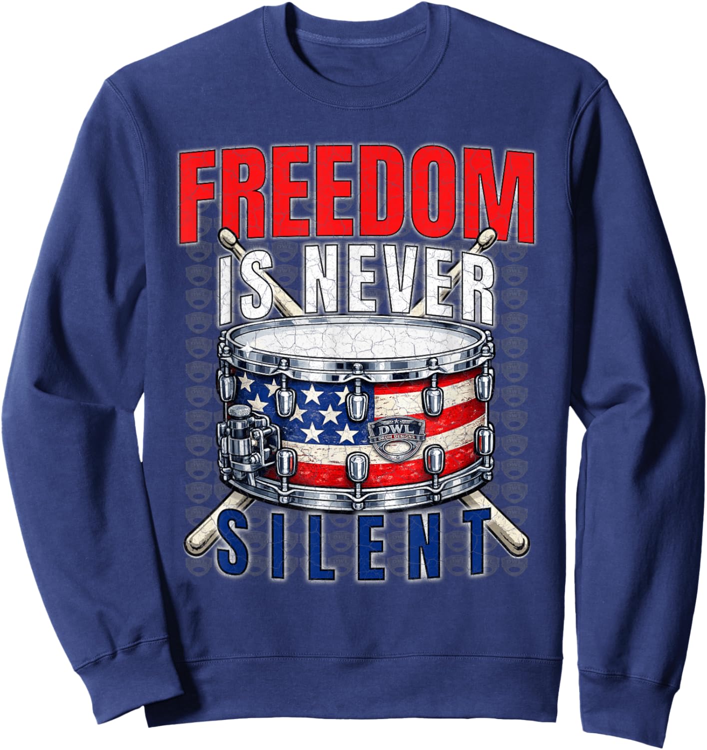 Patriotic Drummer USA Snare Drum American Flag Gift Design Sweatshirt - Sweatshirt | Navy