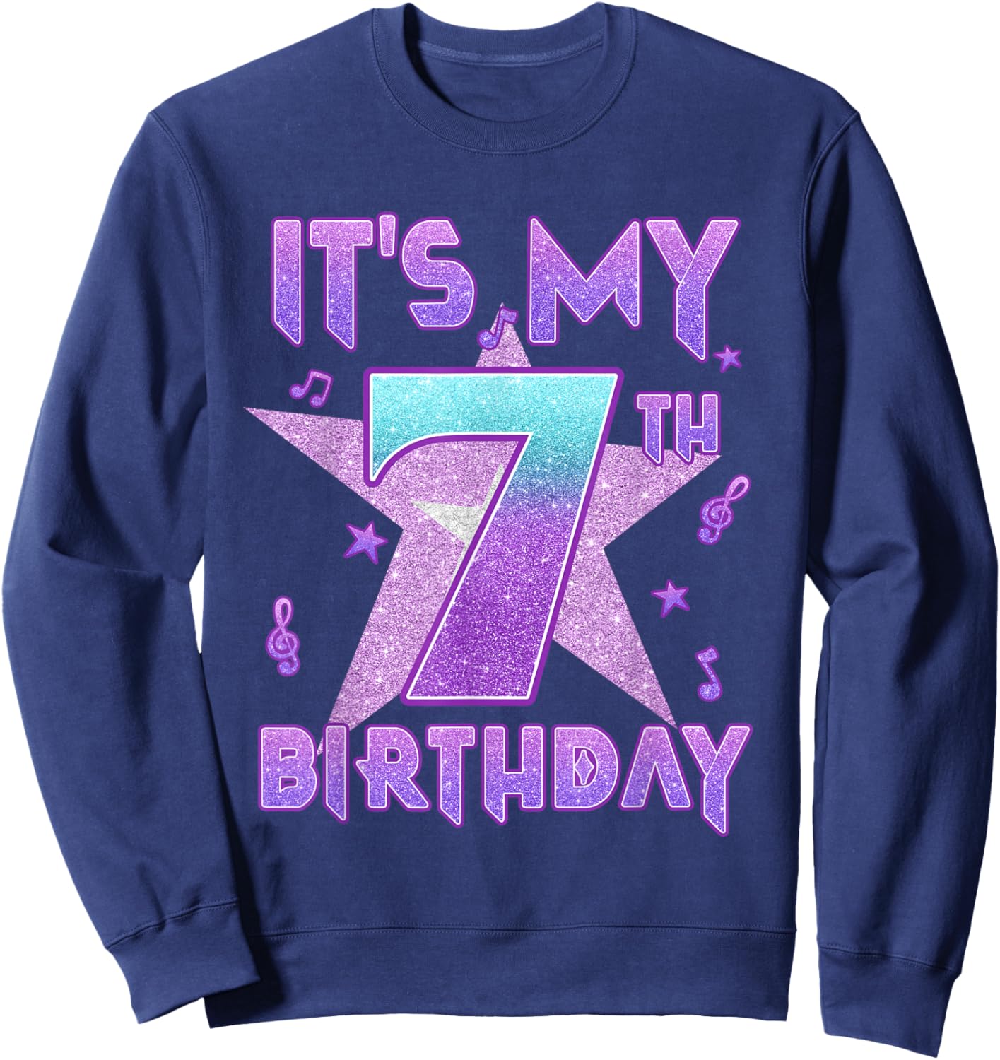 It's My 7th Birthday Kpop Kids Toddler Birthday Girl Sweatshirt - Sweatshirt | Navy