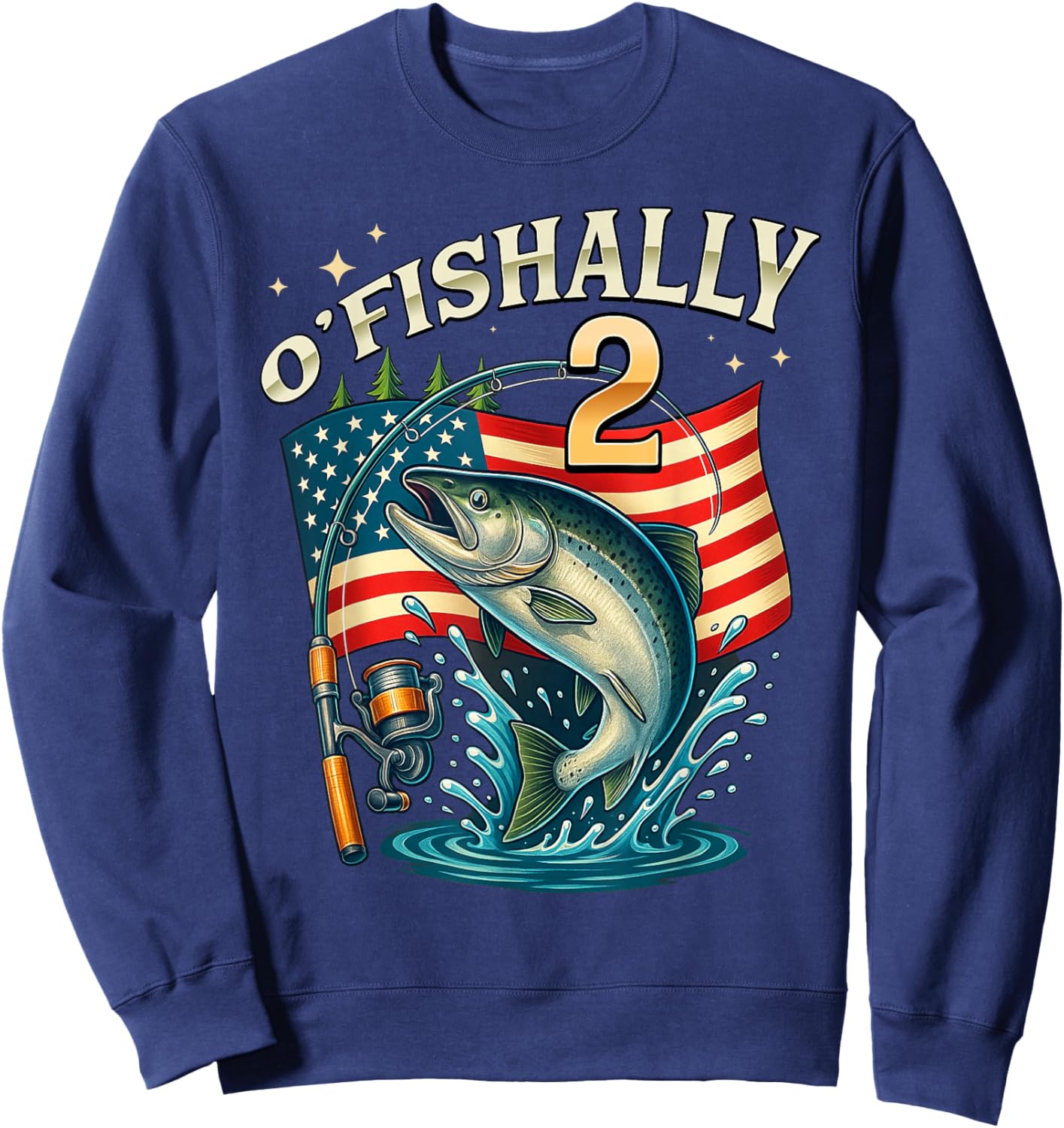 O'fishally 2 Years Old Fishing 2nd Birthday Boys Kids Sweatshirt - Sweatshirt | Navy