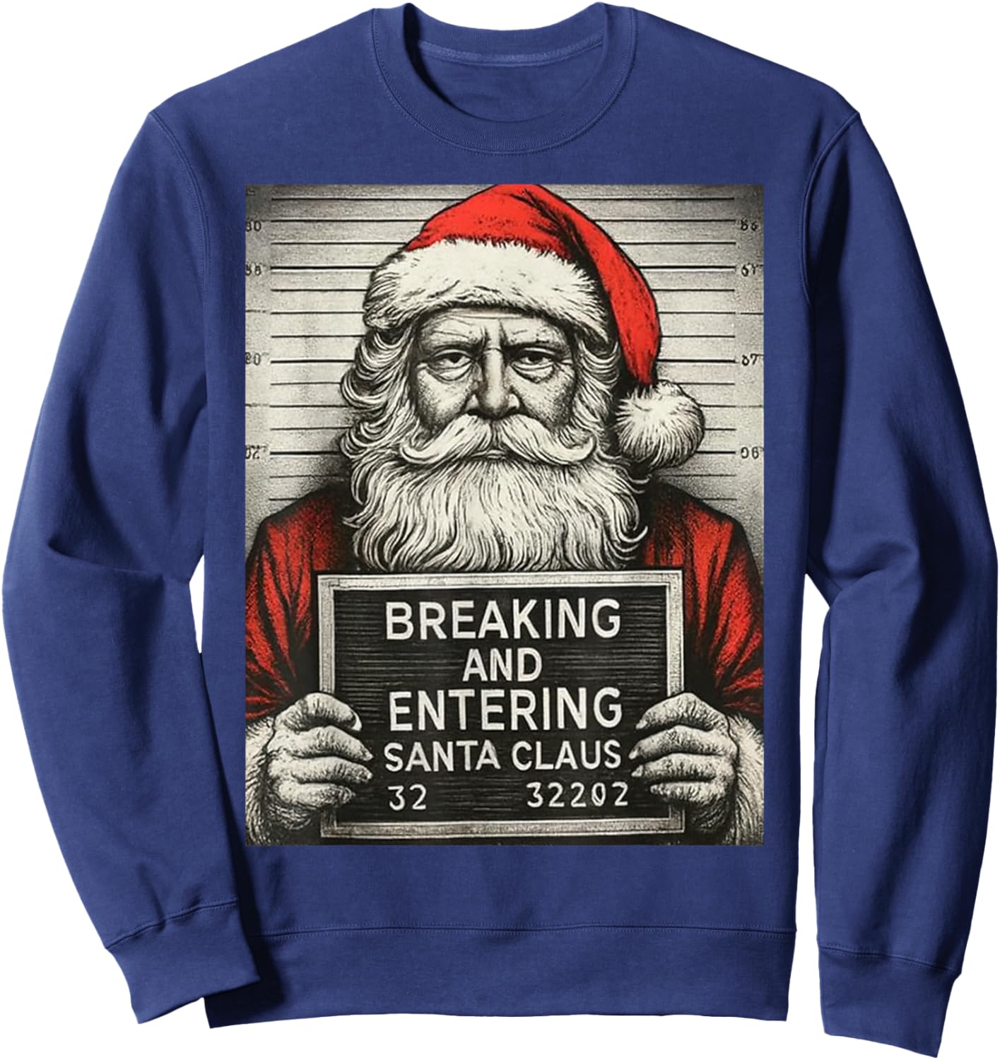 Santa Christmas – Santa Claus Mugshot Sweatshirt - Sweatshirt | Navy