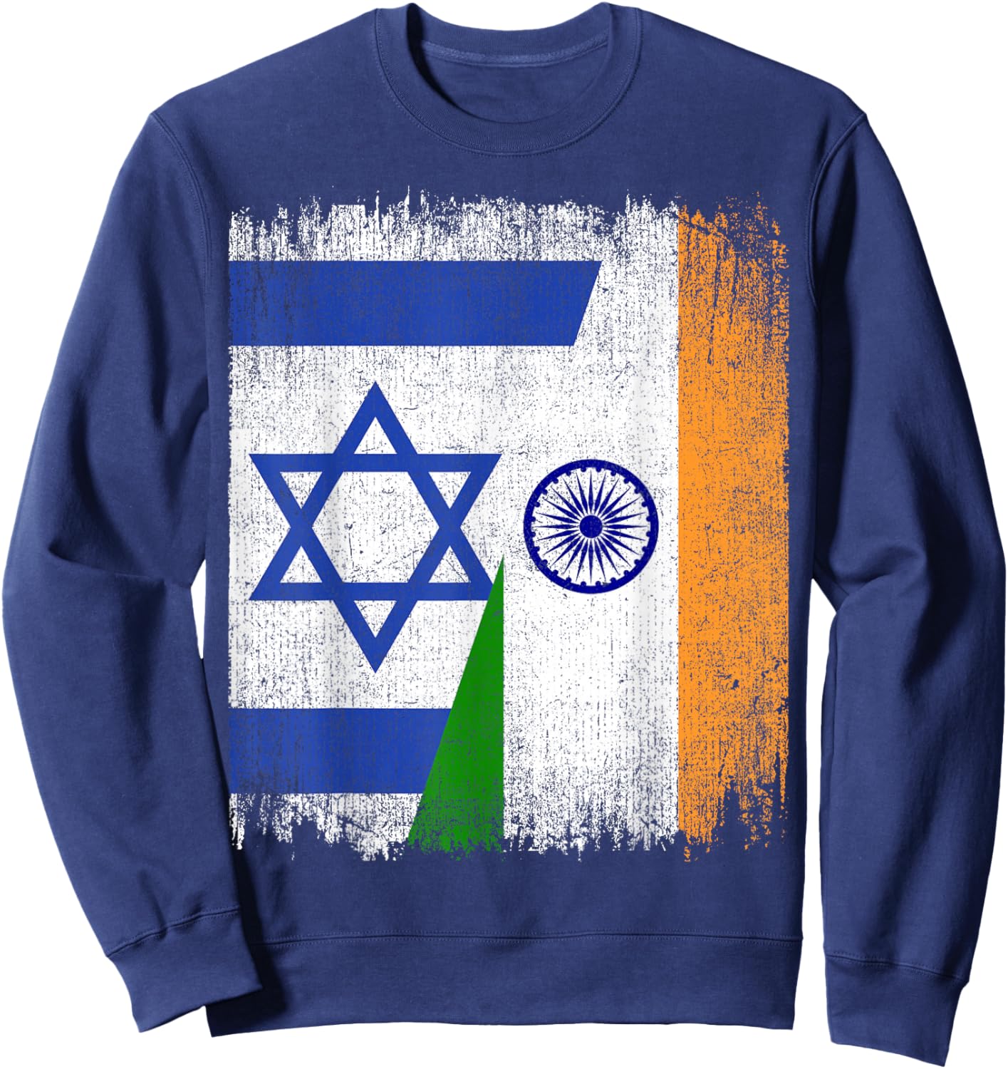 Half Israel India Split Flag Israelis Pride Roots Sweatshirt - Sweatshirt | Navy