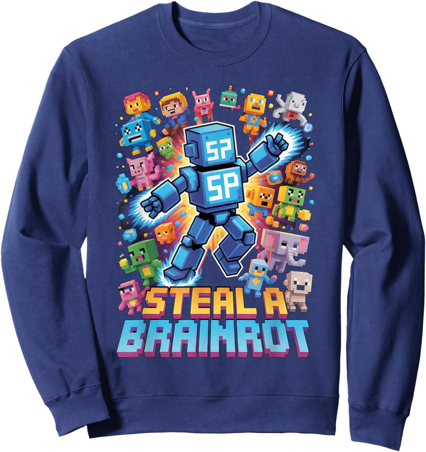 Six Seven 67 Steal a Brainrot Meme Funny Gifts for Kids Boys Sweatshirt - Sweatshirt | Navy