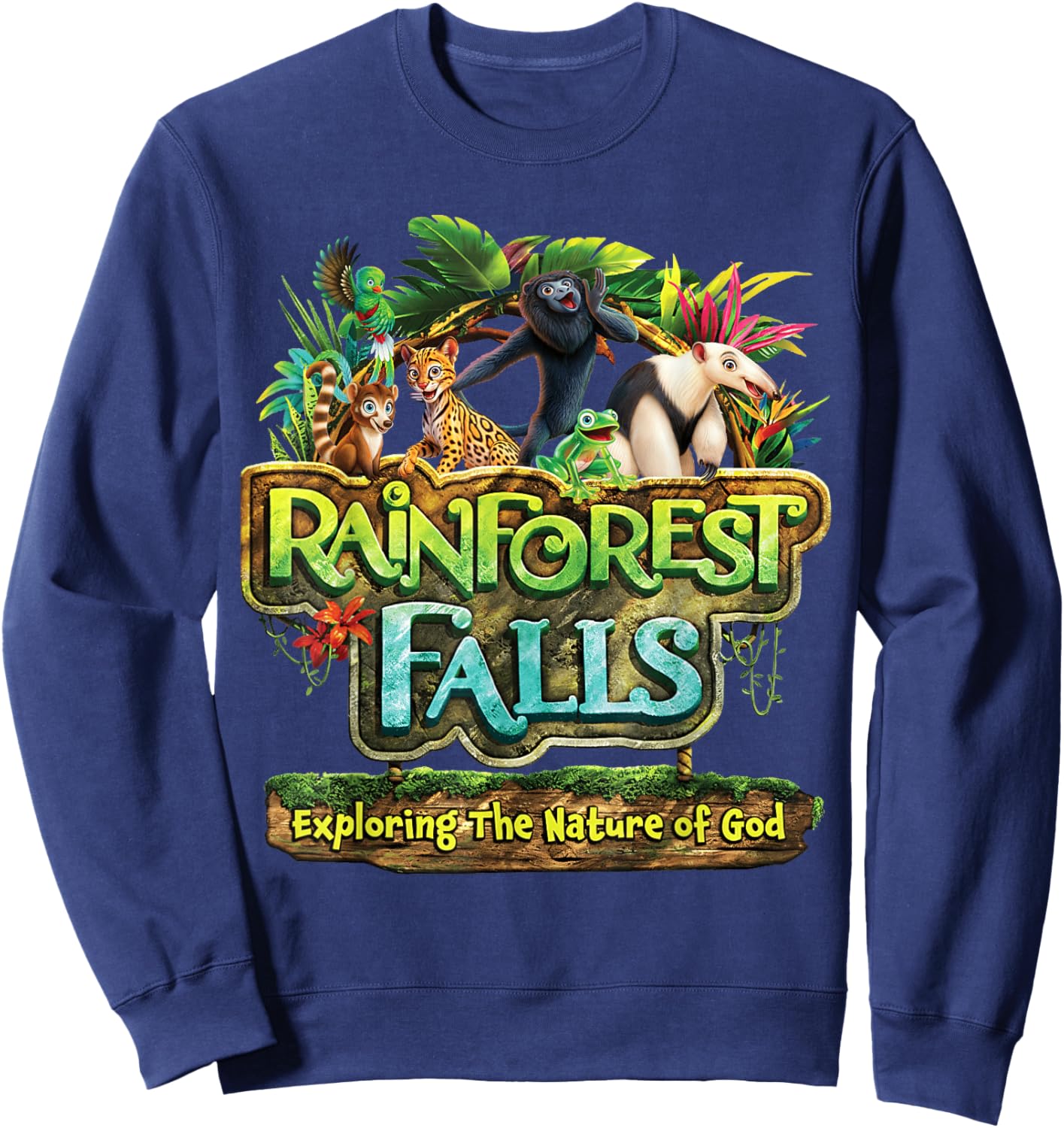 Rainforest Falls VBS 2026 Exploring The Nature of God Kids Sweatshirt - Sweatshirt | Navy