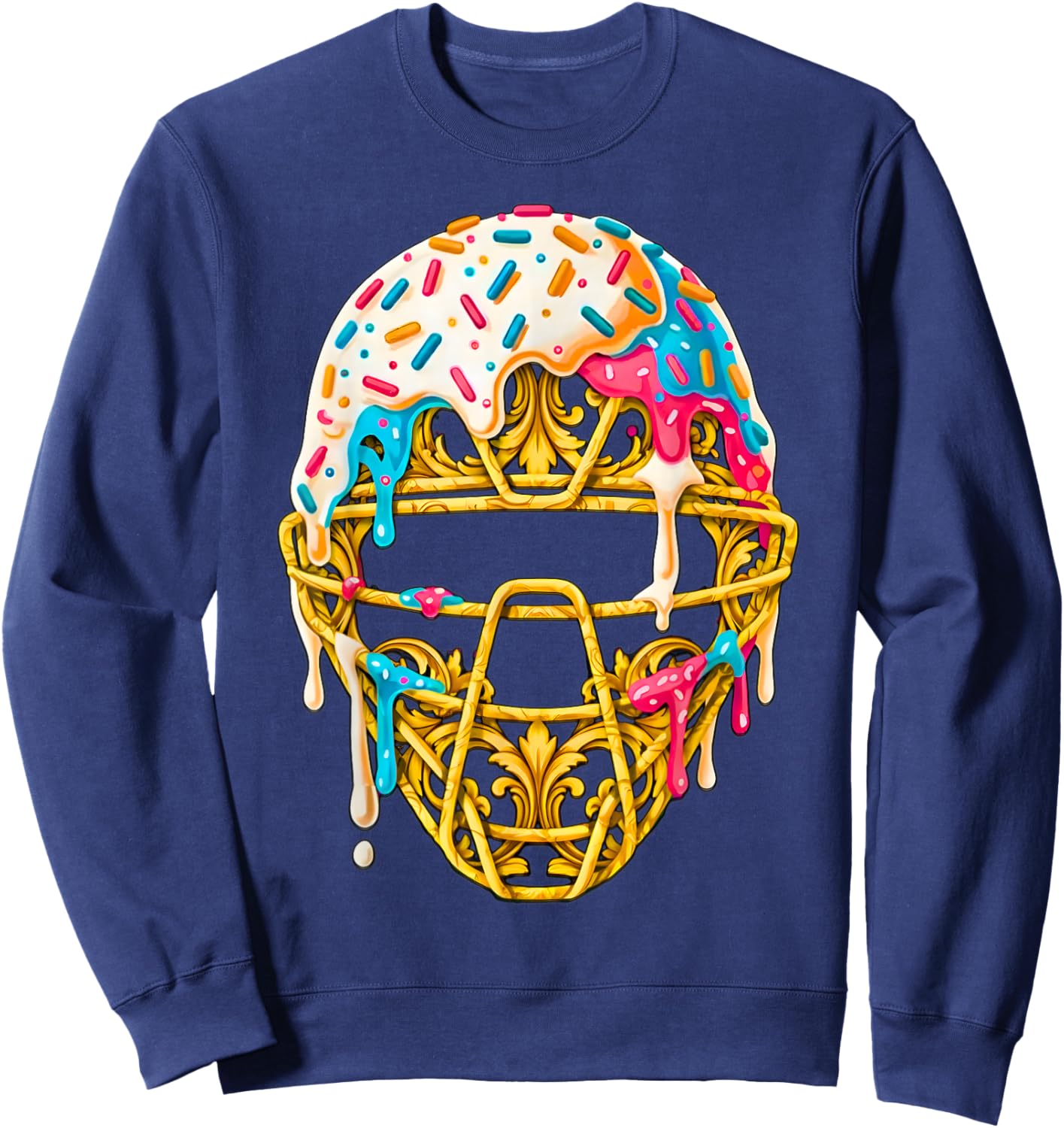 Baseball Drip for Boys Ice Cream Drip Youth Boys Catcher's Sweatshirt - Sweatshirt | Navy