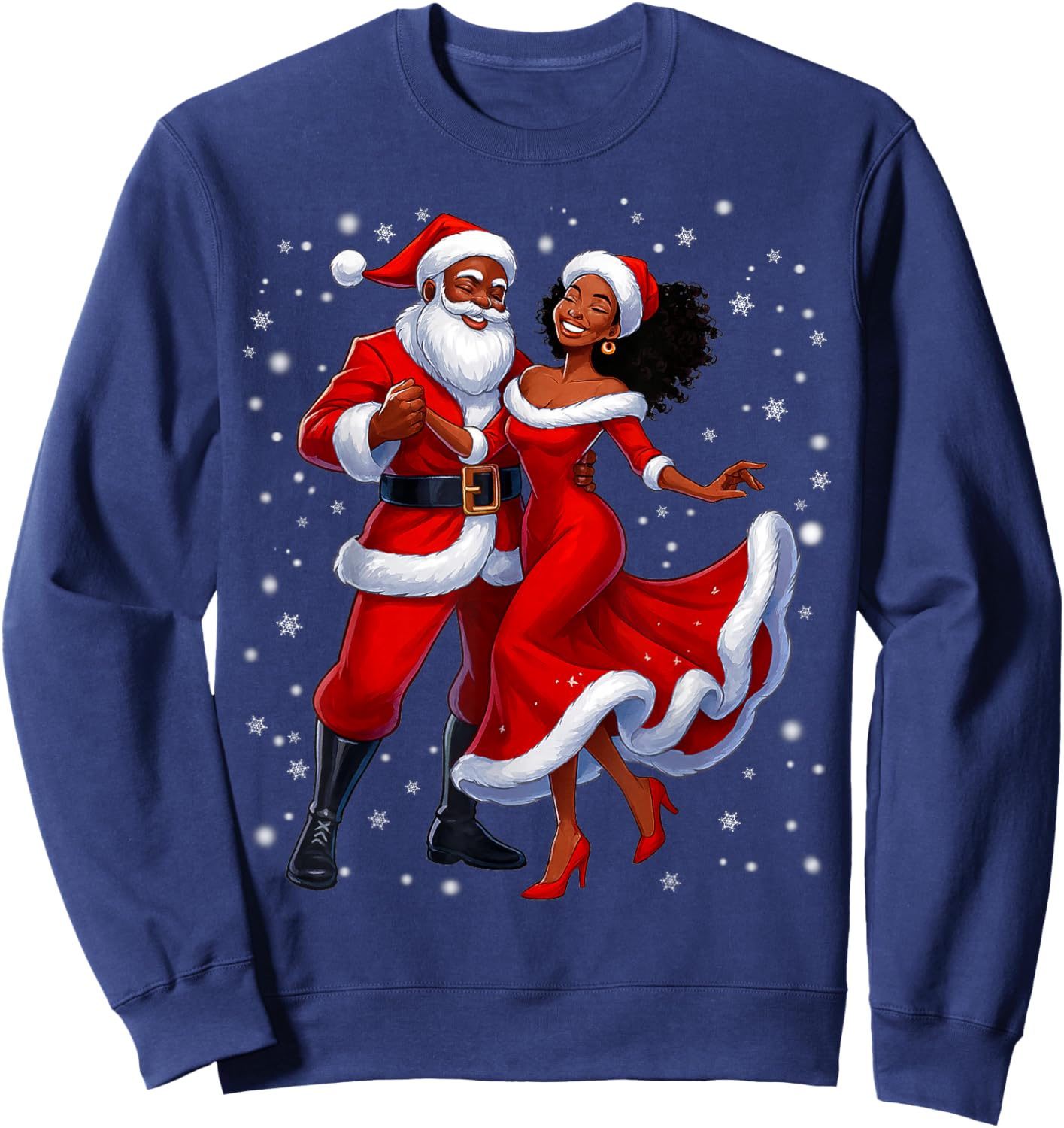 Funny Dancing Black Christmas Santa Xmas Men Women Sweatshirt - Sweatshirt | Navy