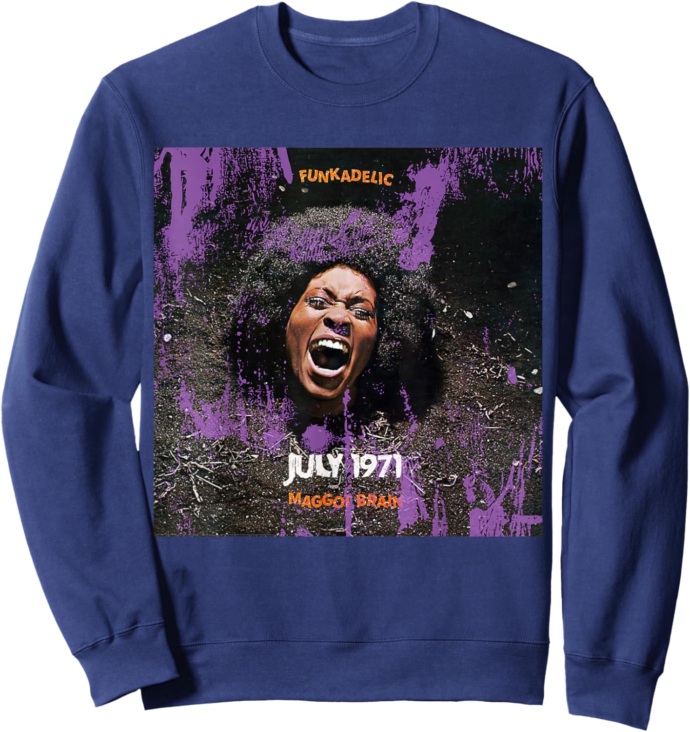 Official George Clinton Funkadelic Maggot Brain Album Art Sweatshirt - Sweatshirt | Navy