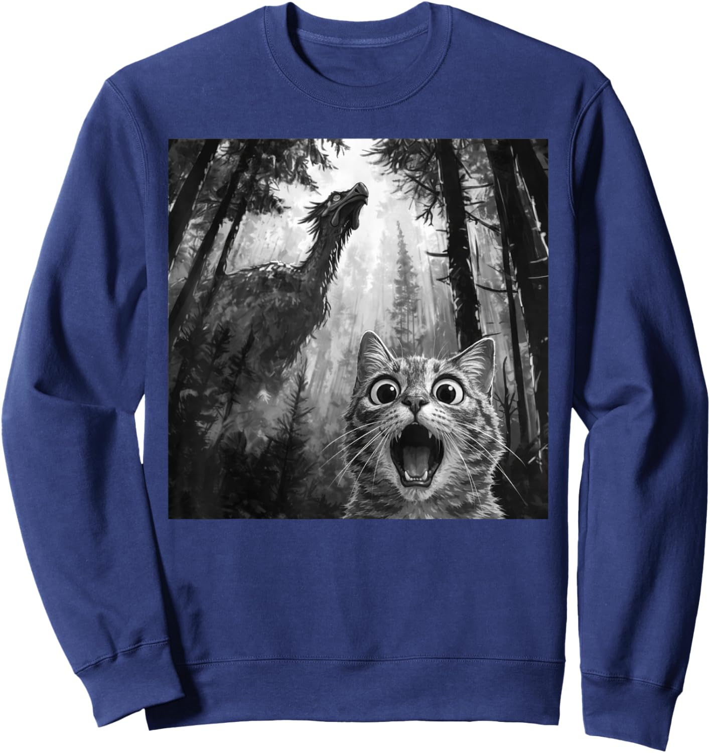 Black Cat Selfie with Dragon Funny Sweatshirt - Sweatshirt | Navy