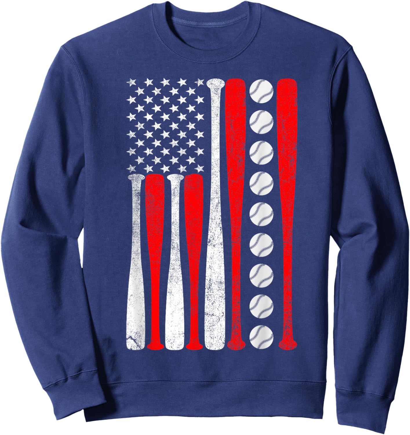 Baseball USA Flag Baseball Lover Baseball dad Sweatshirt - Sweatshirt | Navy