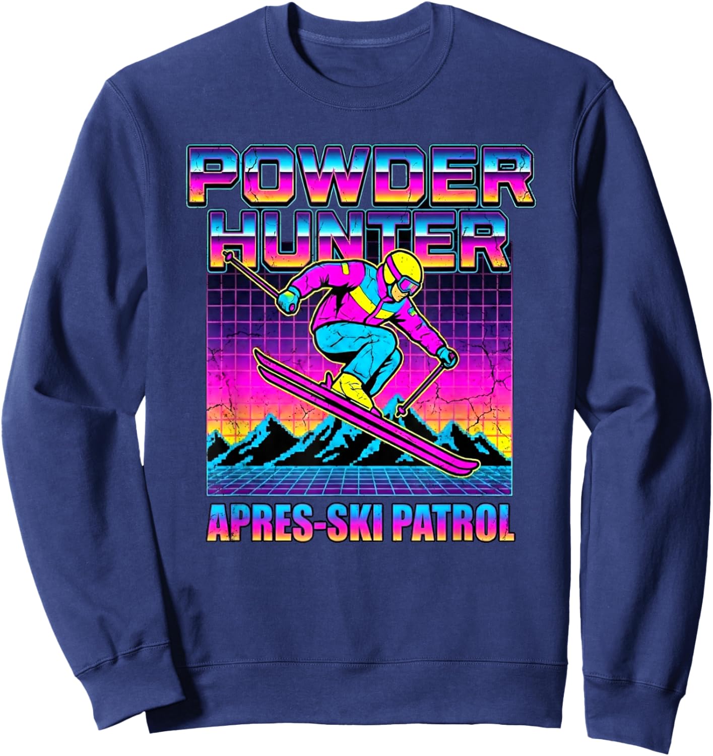 Powder Hunter Apres-Ski Patrol Retro 80s Ski Sweatshirt - Sweatshirt | Navy