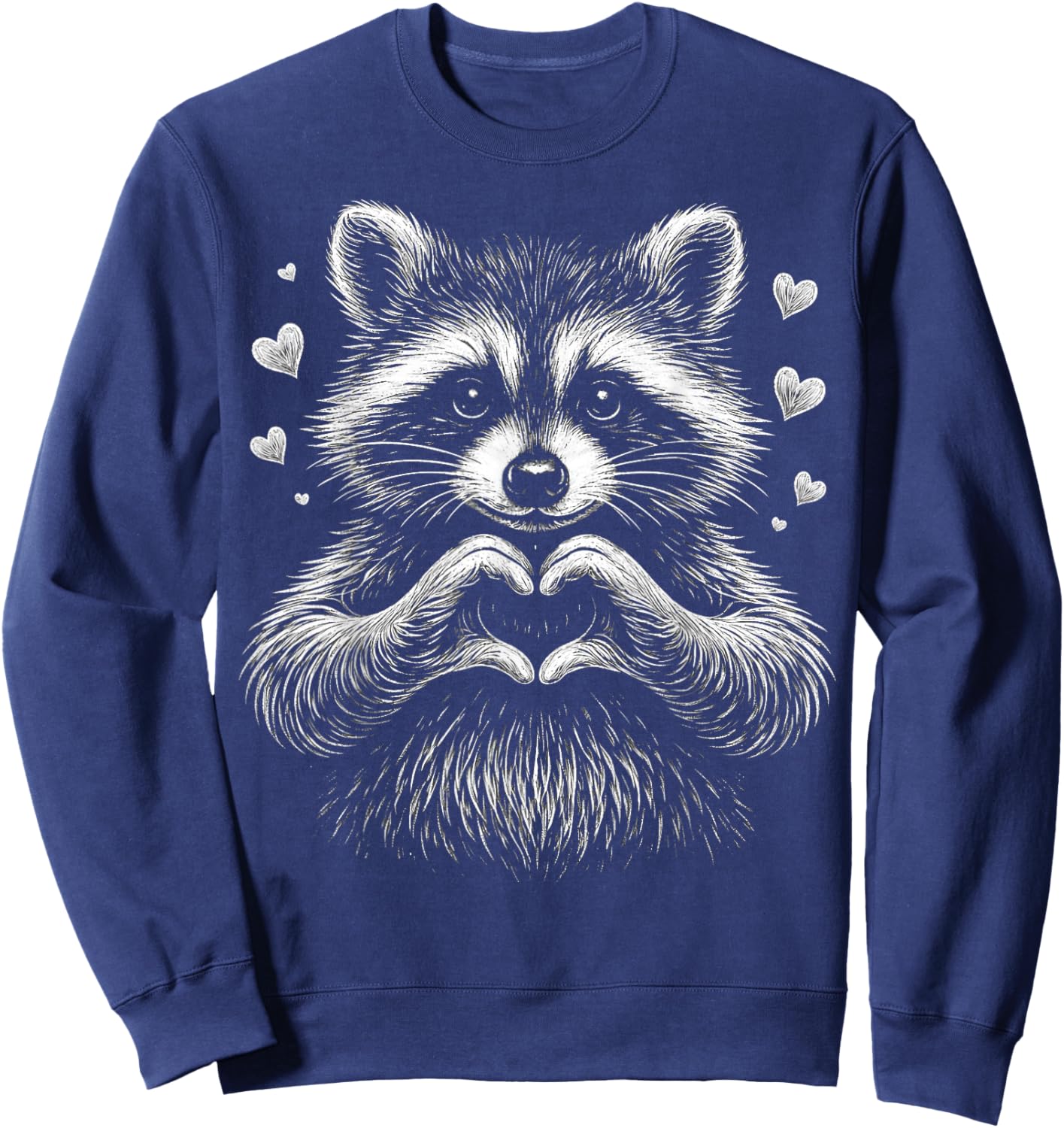 Cute Raccoon Heart Love Valentine Gift Women Kid Sweatshirt - Sweatshirt | Navy