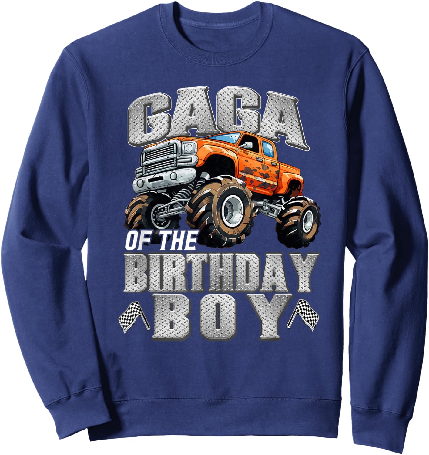 Gaga of The Birthday Boy Monster Truck Birthday Family Sweatshirt - Sweatshirt | Navy