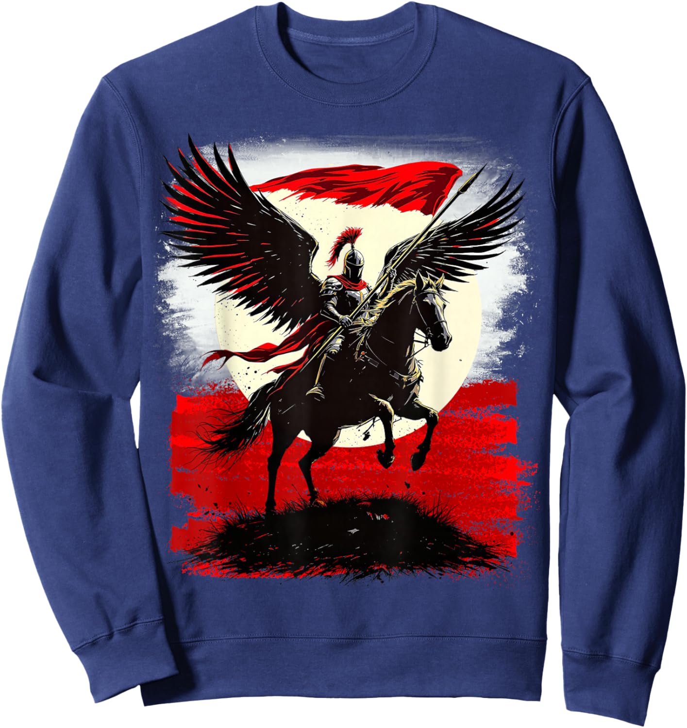 Polish Warrior Winged Hussar Historic Medieval Knight Poland Sweatshirt - Sweatshirt | Navy