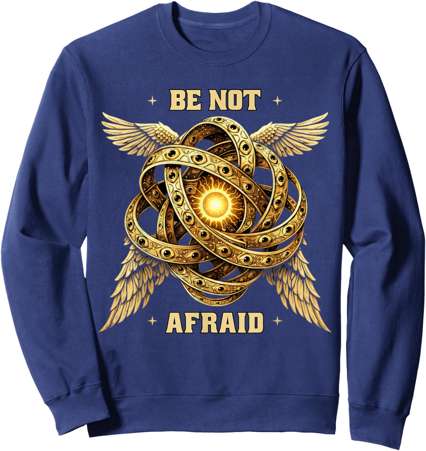 Be not Afraid Biblically Accurate Angel Vintage Ophanim Sweatshirt - Sweatshirt | Navy