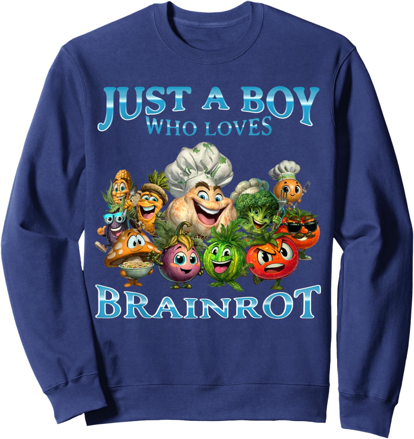 Boy Loves Italian Brainrot Funny Vegetable Weird Veggies Sweatshirt - Sweatshirt | Navy