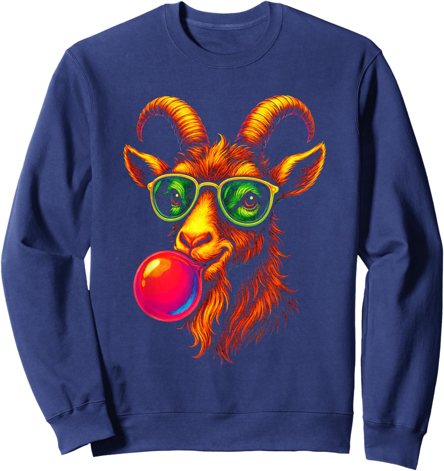Goat Blowing Bubble - Funny Goat Sweatshirt - Sweatshirt | Navy