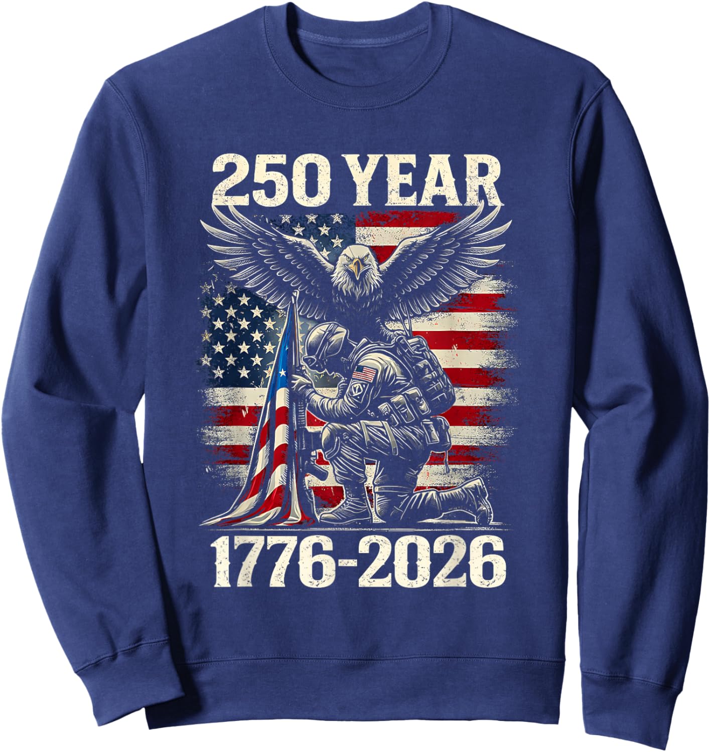 250 Years 1776 2026 250th Vintage 4th July Independence Day Sweatshirt - Sweatshirt | Navy