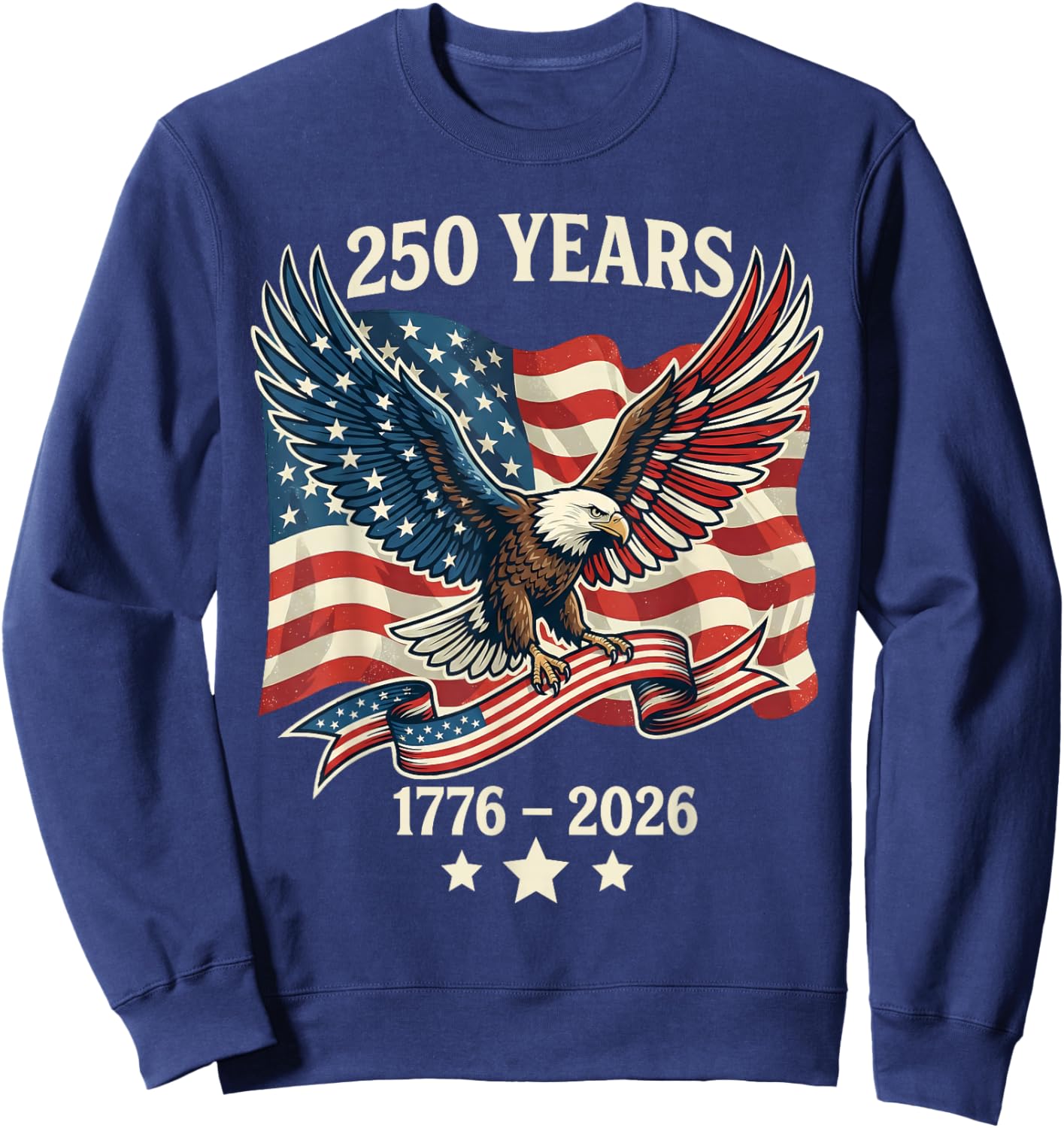 Vintage 250 Years American 1776-2026 250th Birthday USA Sweatshirt - Sweatshirt | Navy