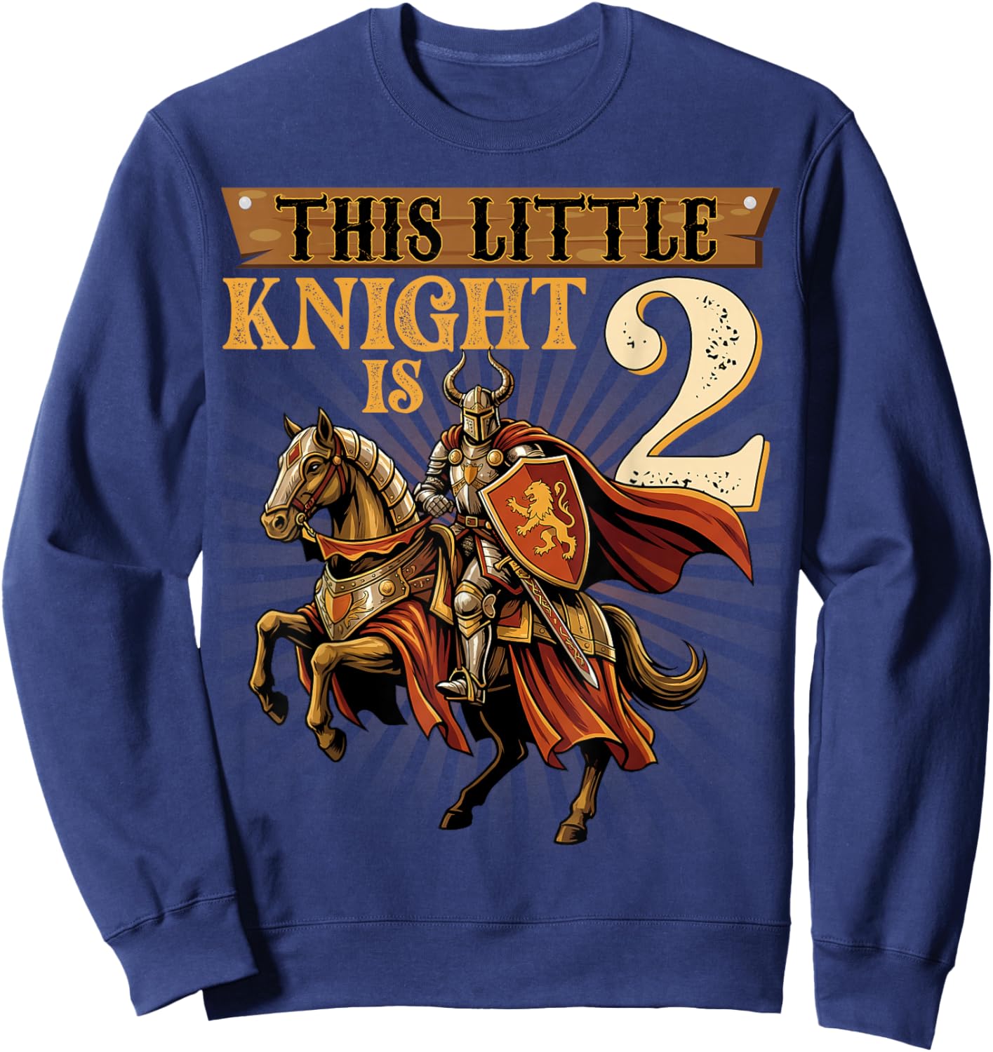 Knight Birthday 2 Years Old Boys 2nd Knight Birthday Party Sweatshirt - Sweatshirt | Navy