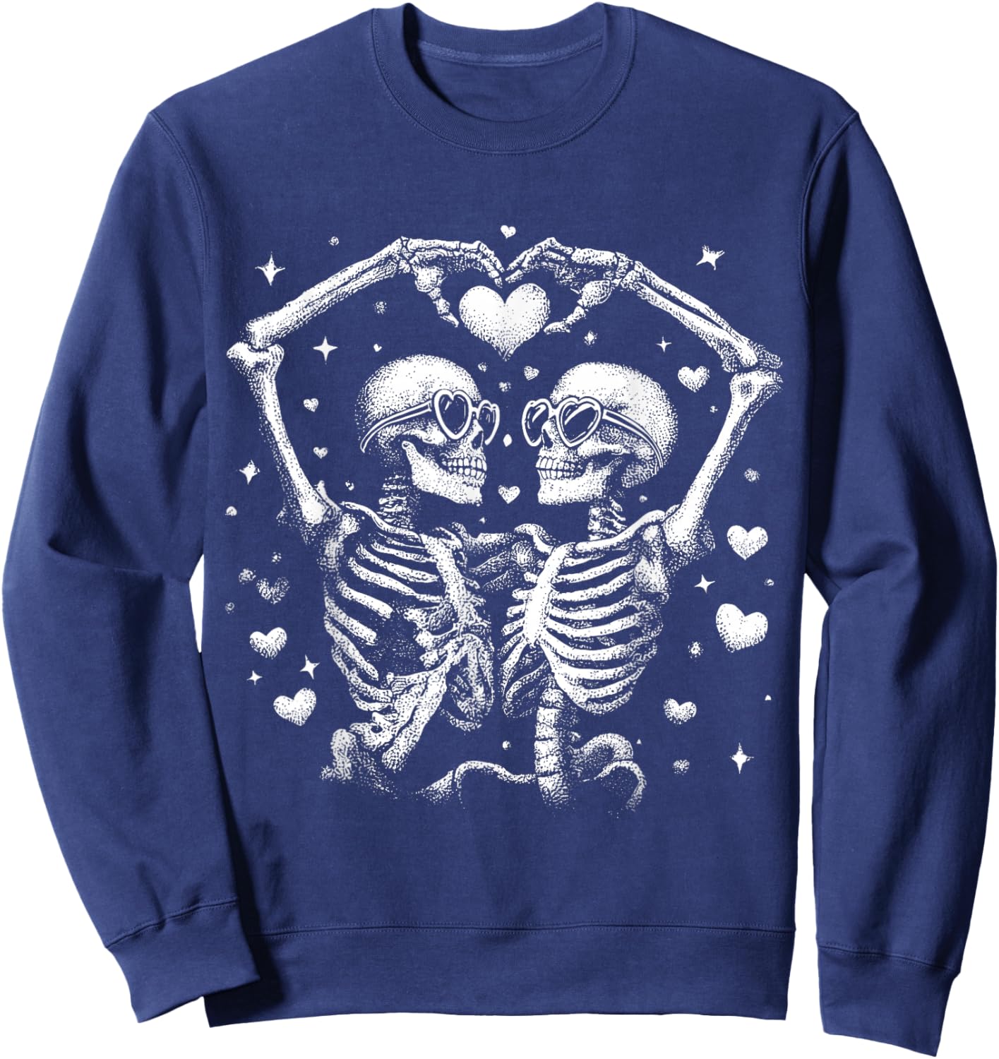 Funny Skeleton Love Gothic Valentine Heart Couple Men Women Sweatshirt - Sweatshirt | Navy