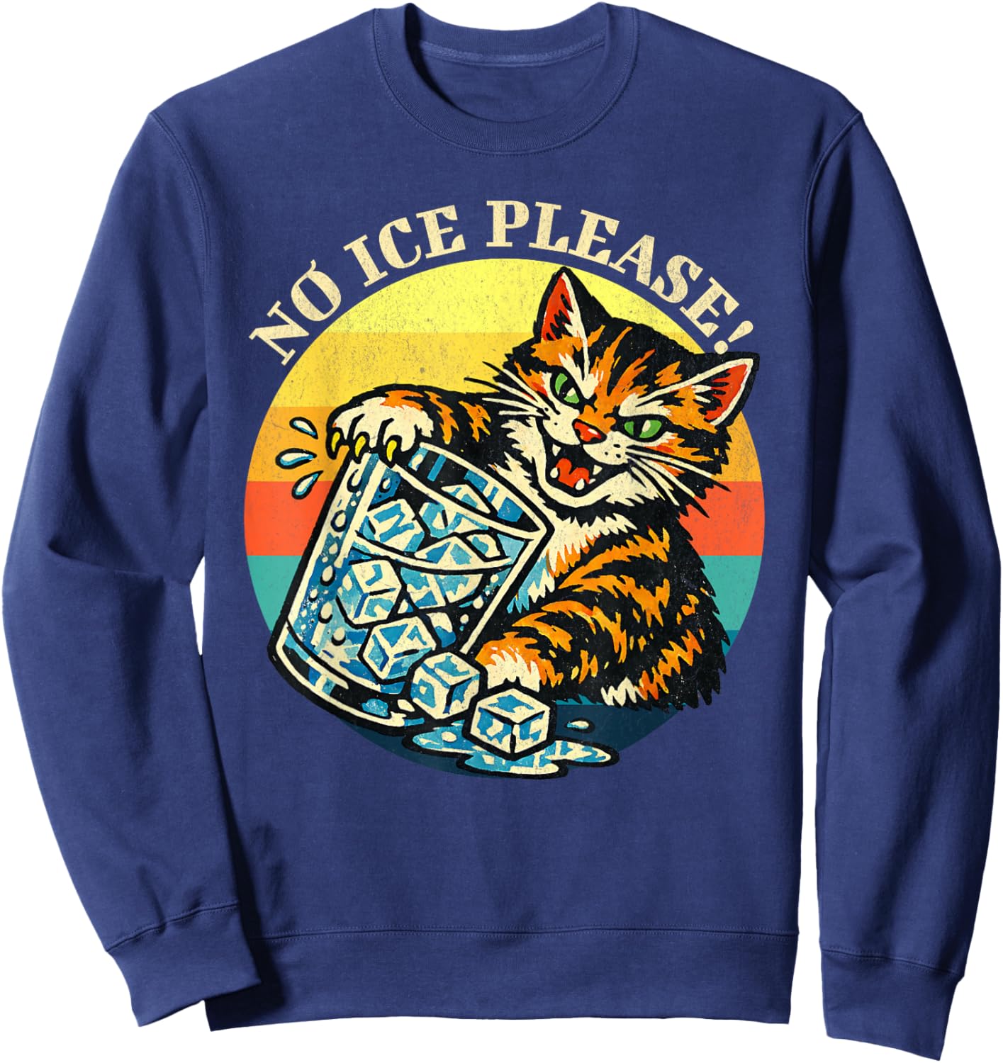 Abolish ICE Cat Anti-ICE Funny Retro Sweatshirt - Sweatshirt | Navy