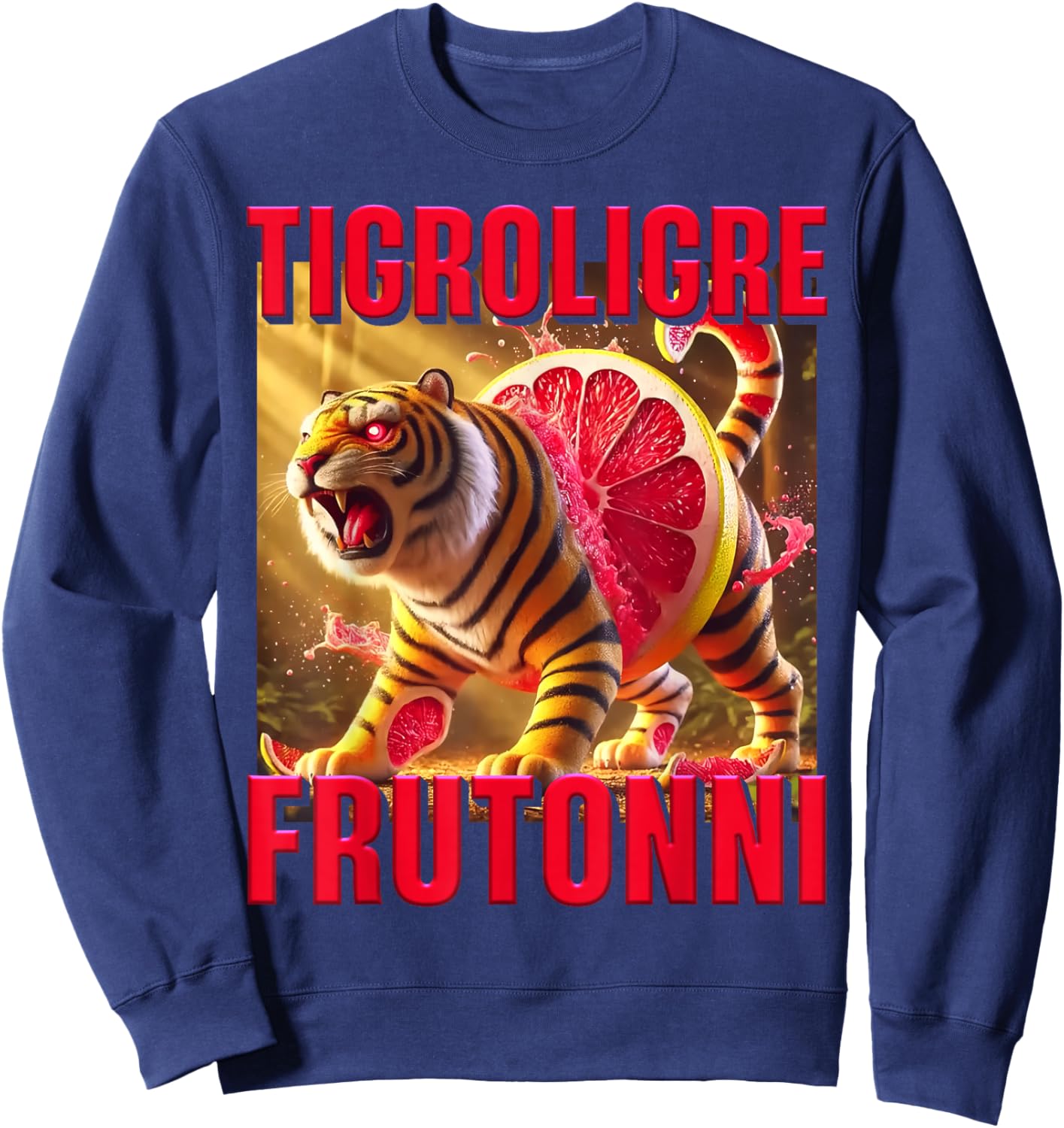 Kids Boys Tigroligre Frutonni Tiger Orange Brainrot Monster Sweatshirt - Sweatshirt | Navy