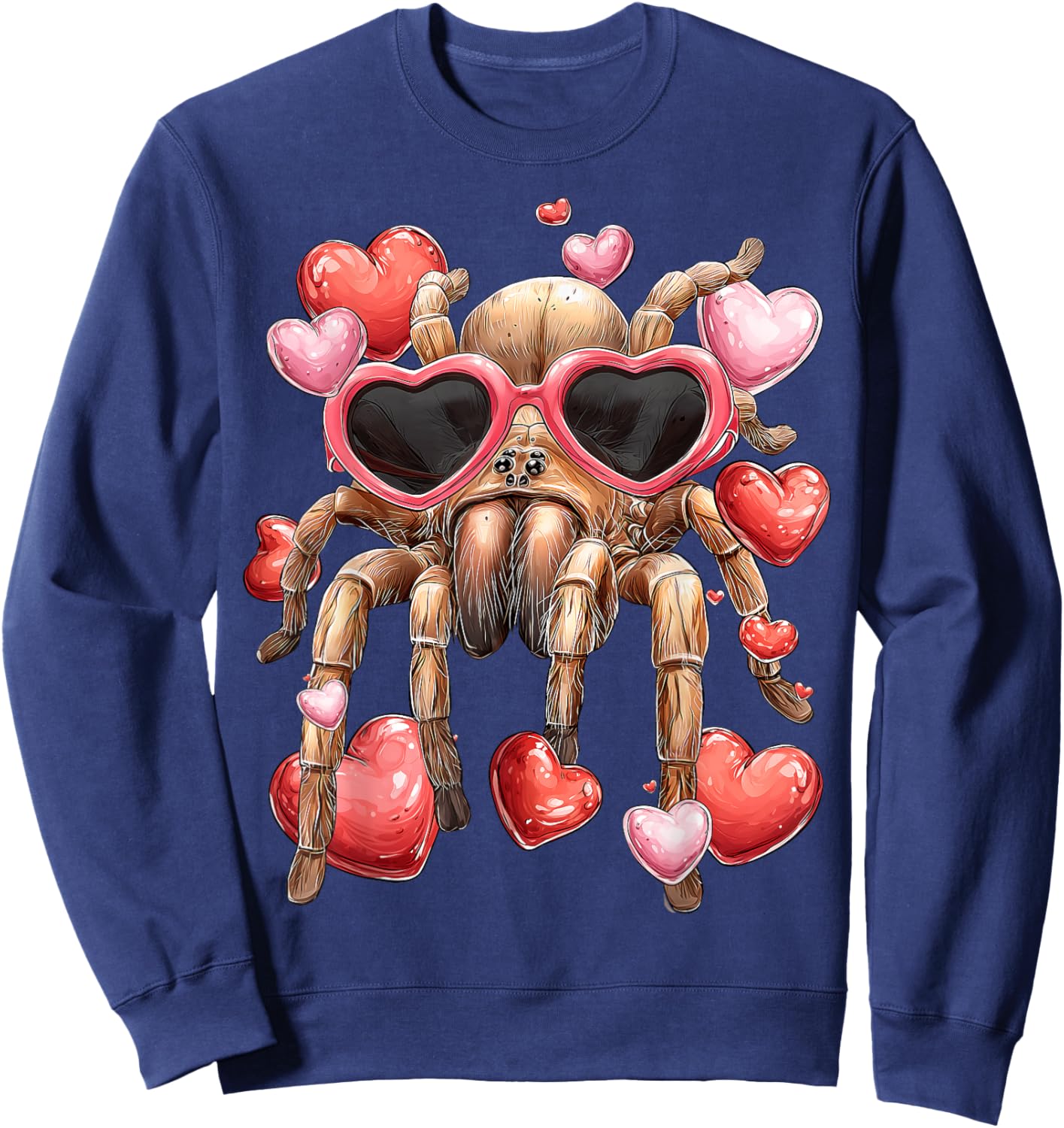 Tarantula Spider Valentine's Day Heart Glasses Sweatshirt - Sweatshirt | Navy