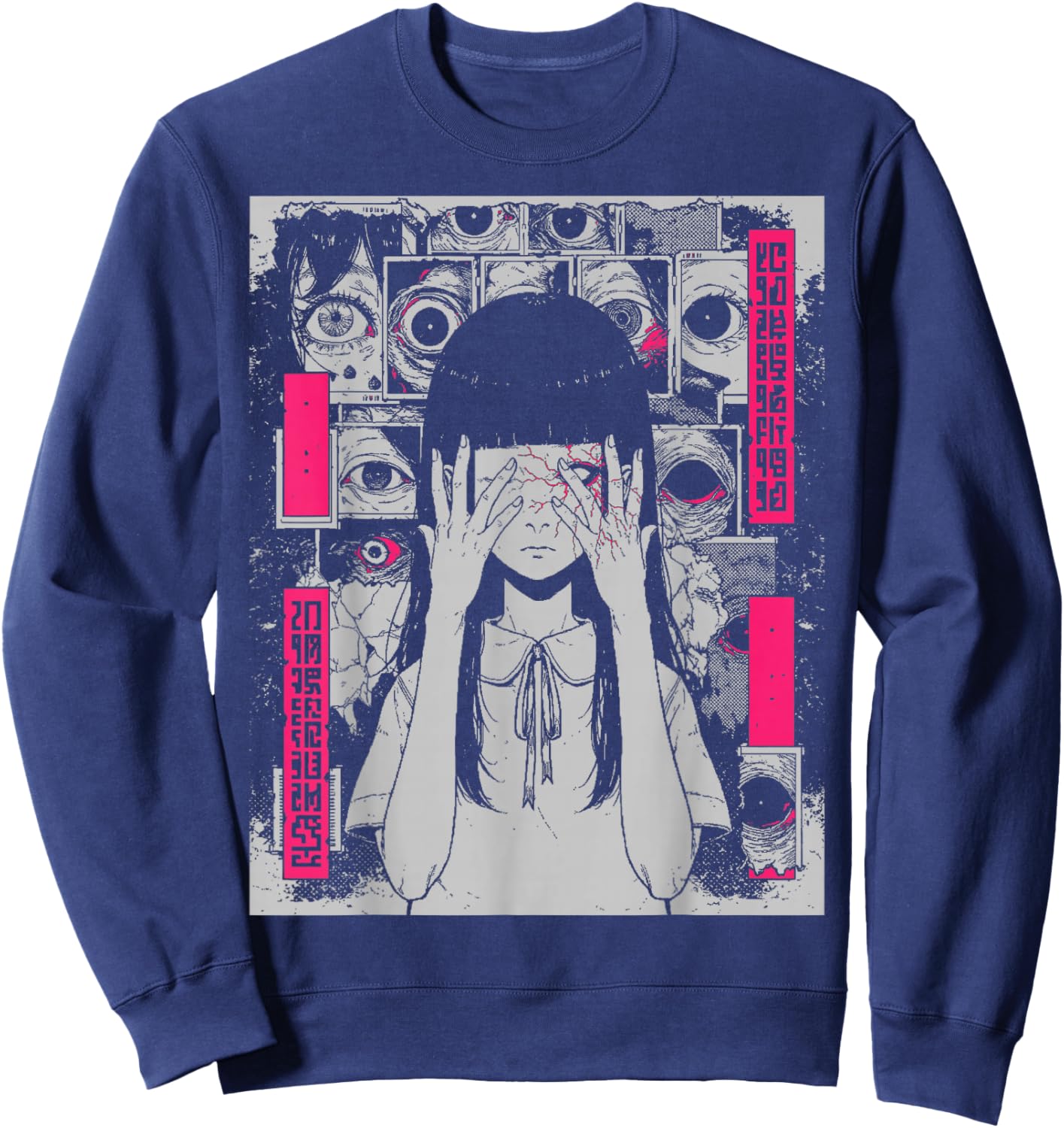 Horror Anime Manga | Japan Japanese Creepy Kawaii Goth Sweatshirt - Sweatshirt | Navy
