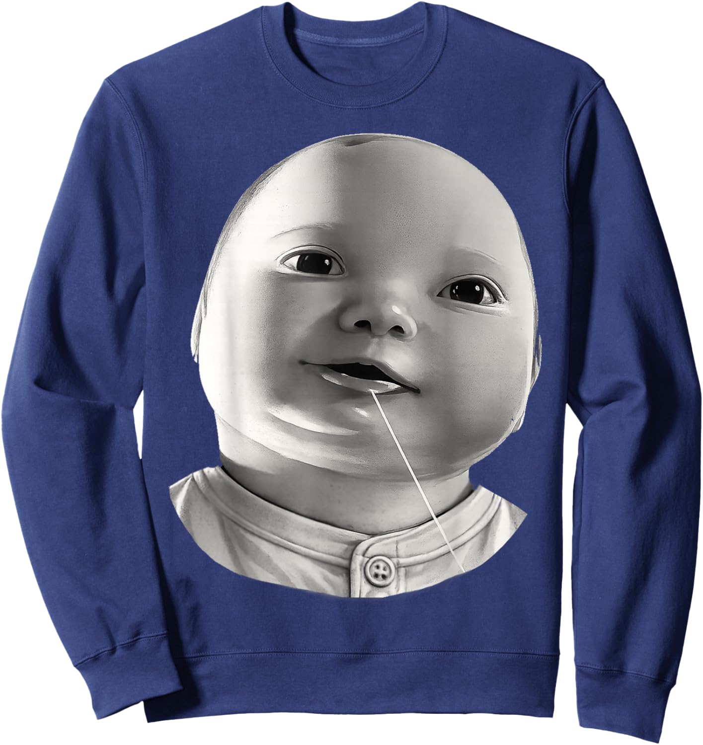 Funny AI Baby Holding Laugh Meme Viral Trend Sweatshirt - Sweatshirt | Navy