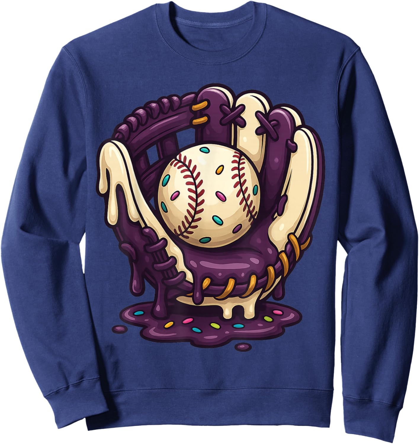 Baseball Drip Team for Boys and Girls Ice Cream Cool Sweatshirt - Sweatshirt | Navy