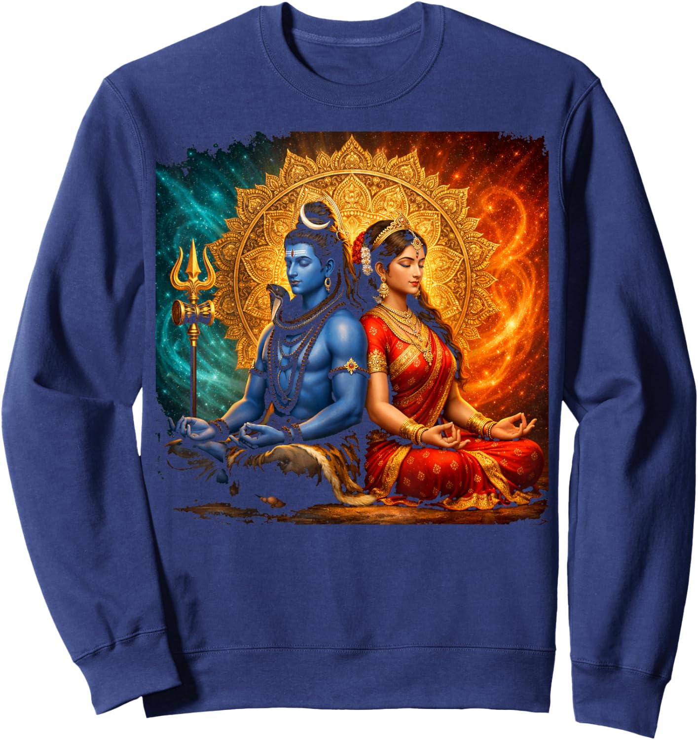 Lord Shiva Durga Hindu God Mahadeva Goddess Goddess Parvati Sweatshirt - Sweatshirt | Navy