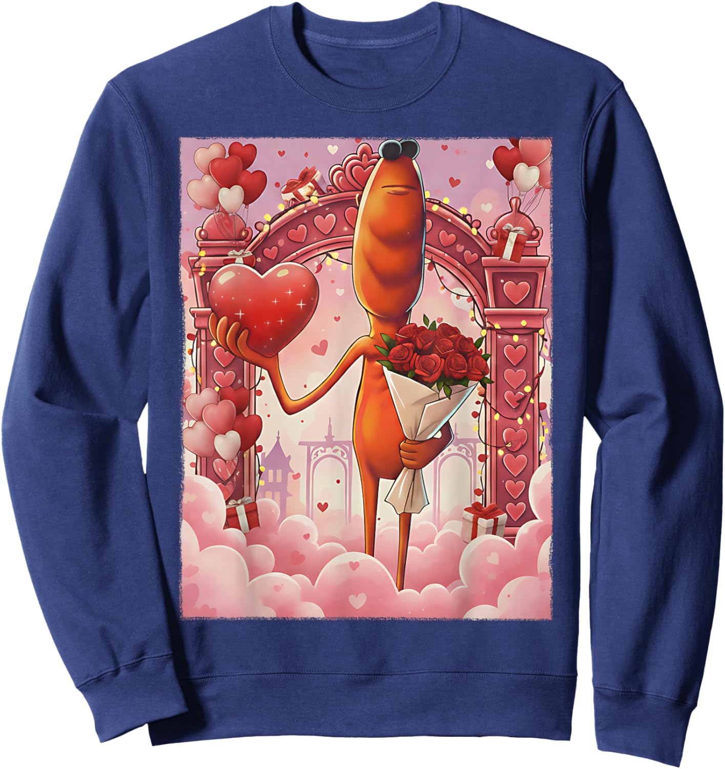 Marcus The Worm Funny Meme Valentine's Day Sweatshirt - Sweatshirt | Navy
