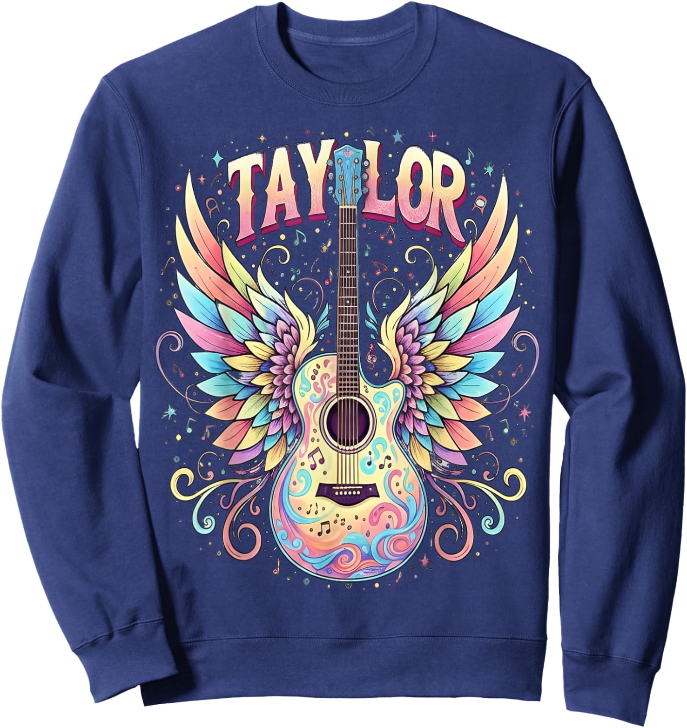 Girl Retro Taylor First Name Personalized Groovy 70's 80's Sweatshirt - Sweatshirt | Navy