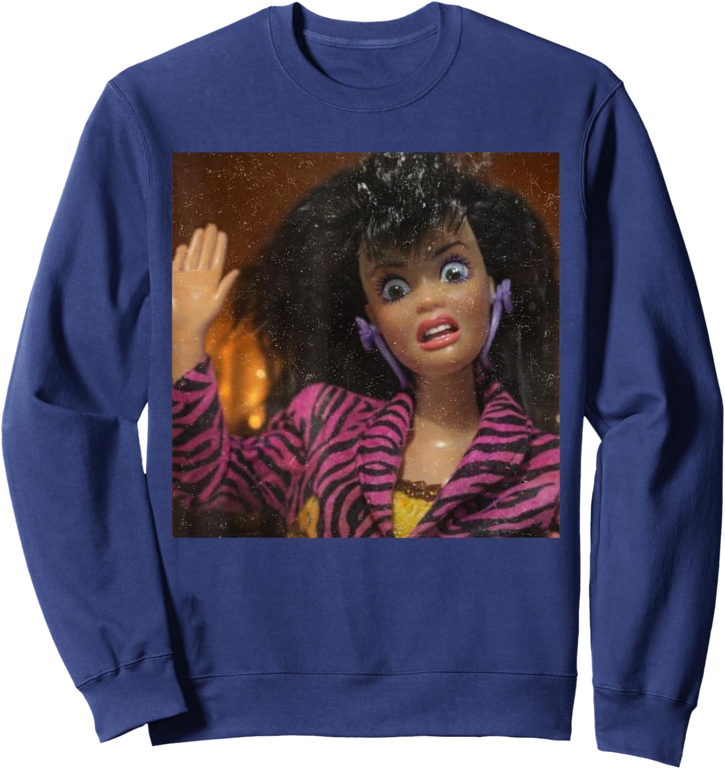 Funny Disgusting Doll Face Meme Gen Z Brainrot Sweatshirt - Sweatshirt | Navy