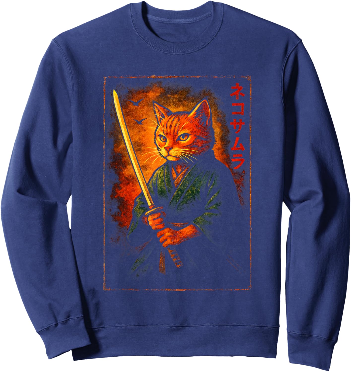 Samurai Cat Warrior Art Sweatshirt - Sweatshirt | Navy