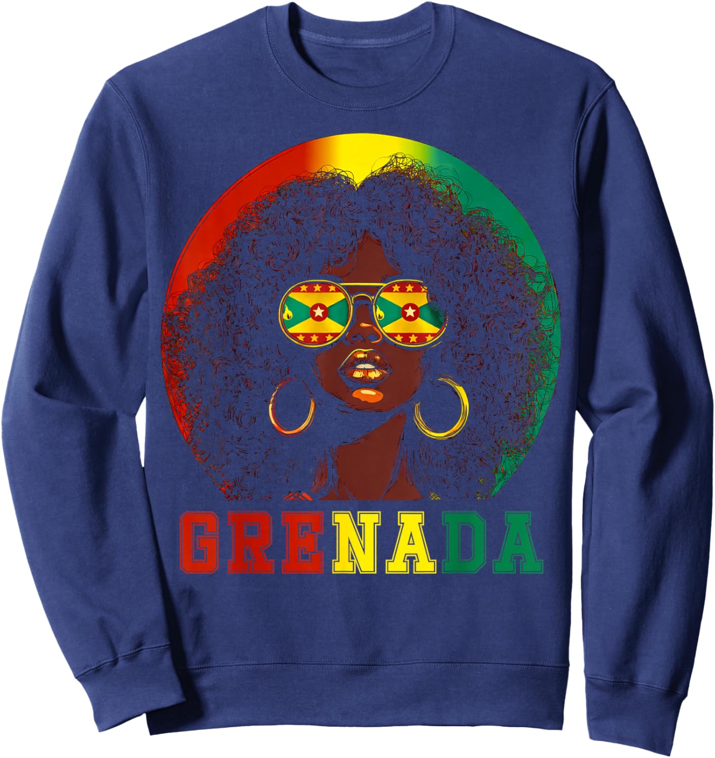 Grenada Flag Sunglasses Grenadian Girl Pride Caribbean Women Sweatshirt - Sweatshirt | Navy