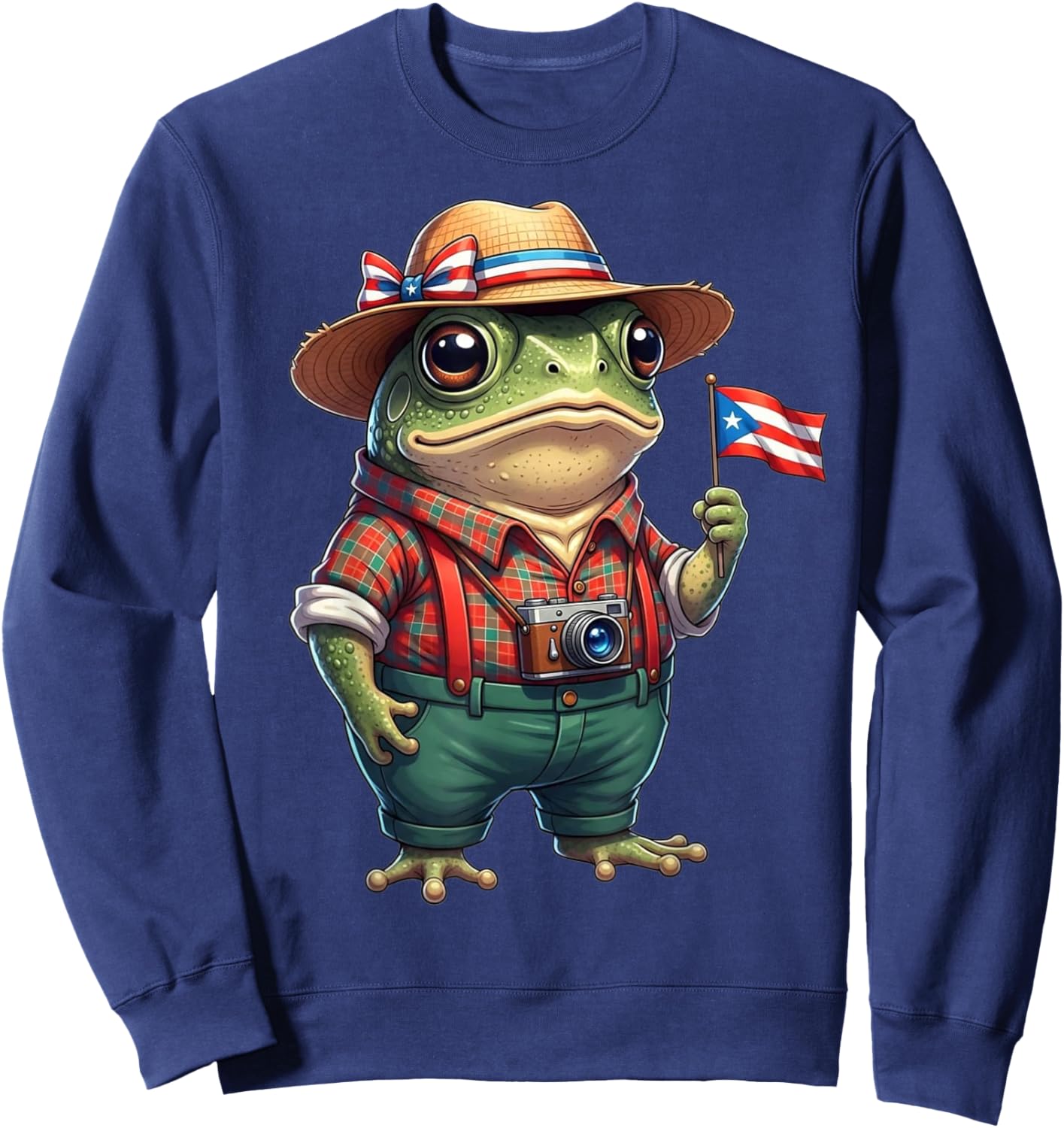 Funny Coqui Frog Puerto Rico Flag Taino Boricua Hispanic Sweatshirt - Sweatshirt | Navy