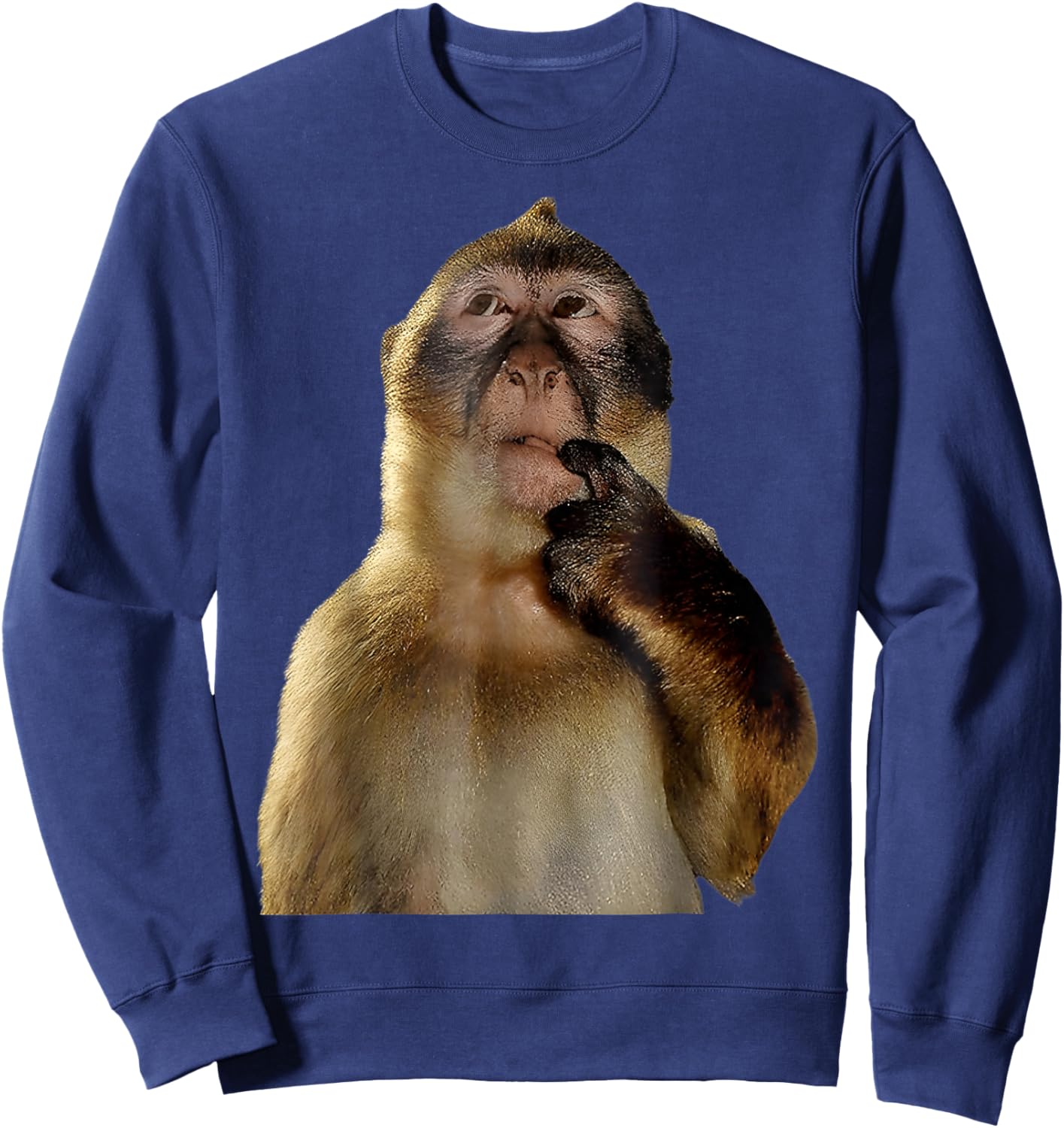 Thinking Monkey Meme Trending Funny Men Woman Kids Sweatshirt - Sweatshirt | Navy